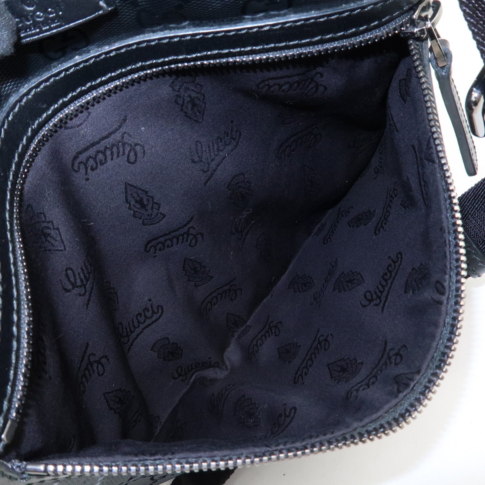 GUCCI GG Imprime Monogram PVC Shoulder Bag Cross Body Bag Black 295257