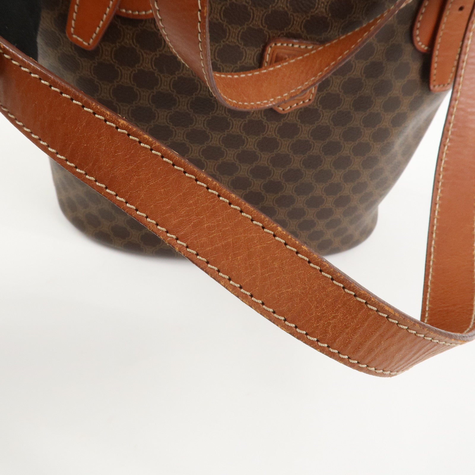 CELINE Macadam PVC Leather Tote Bag Hand Bag Shoulder Bag Brown