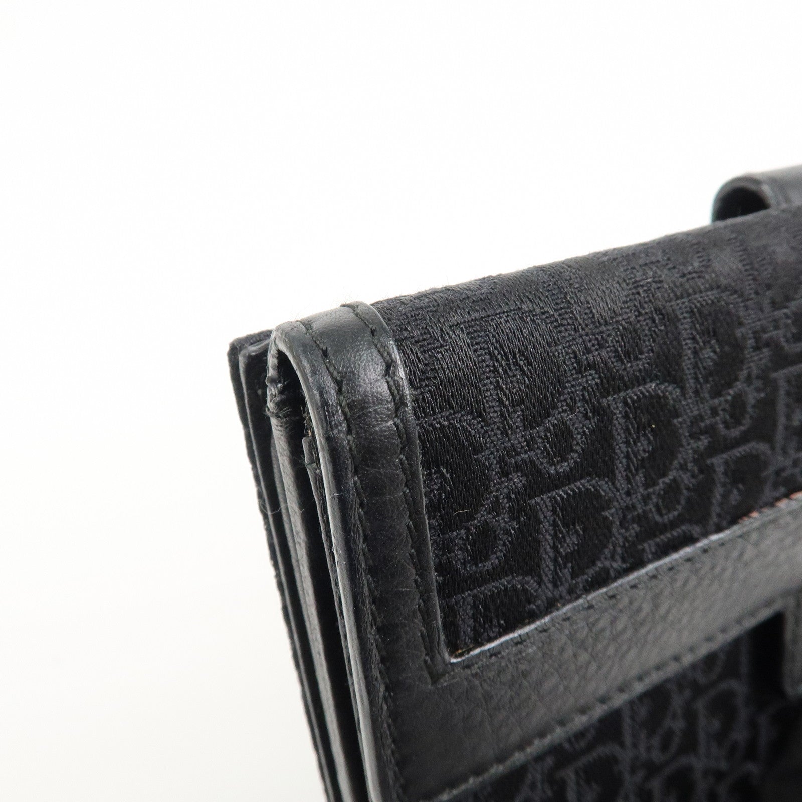 Christian Dior Trotter Canvas Leather Long Wallet Black