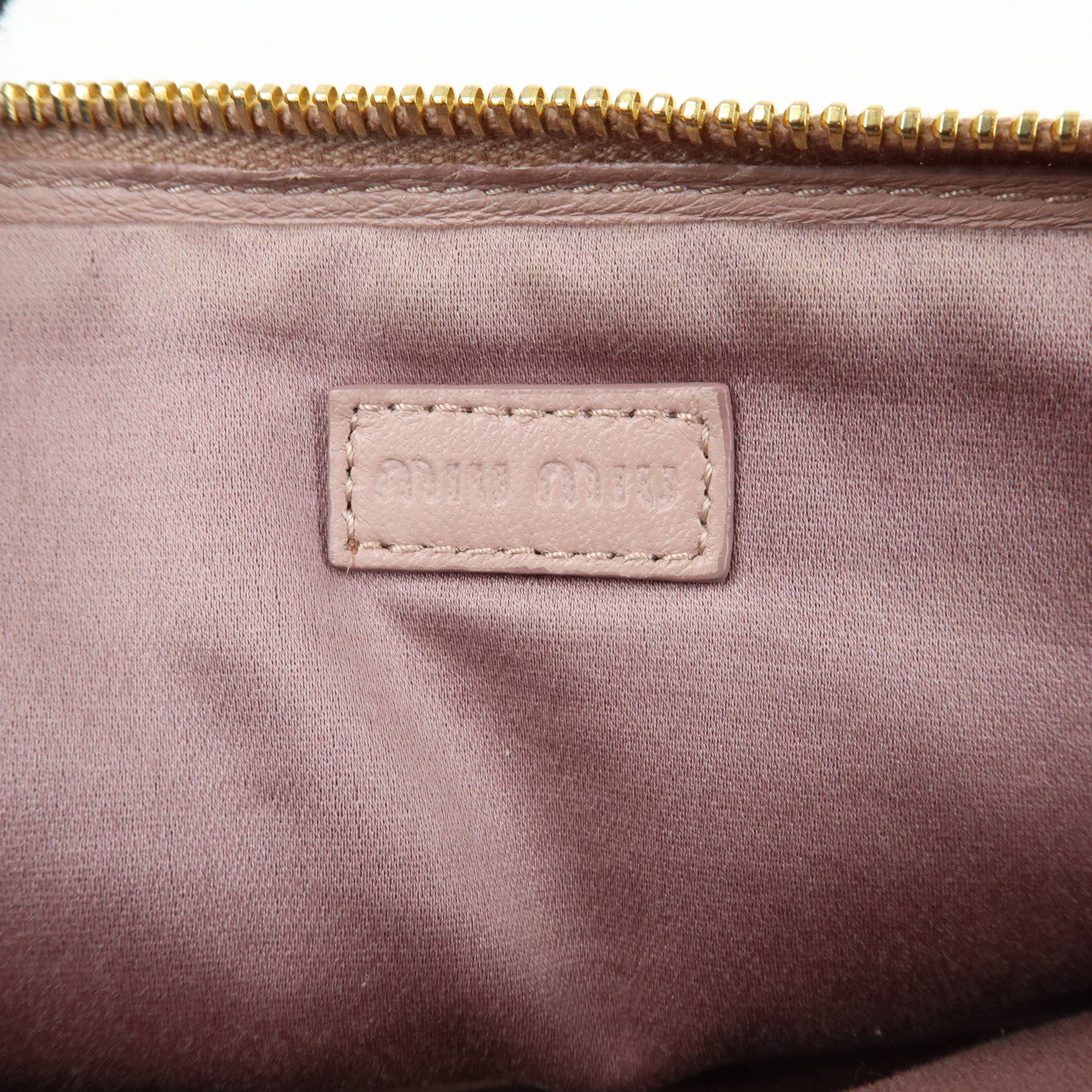 MIU MIU Logo Madras Leather Mini Shoulder Bag Light Purple