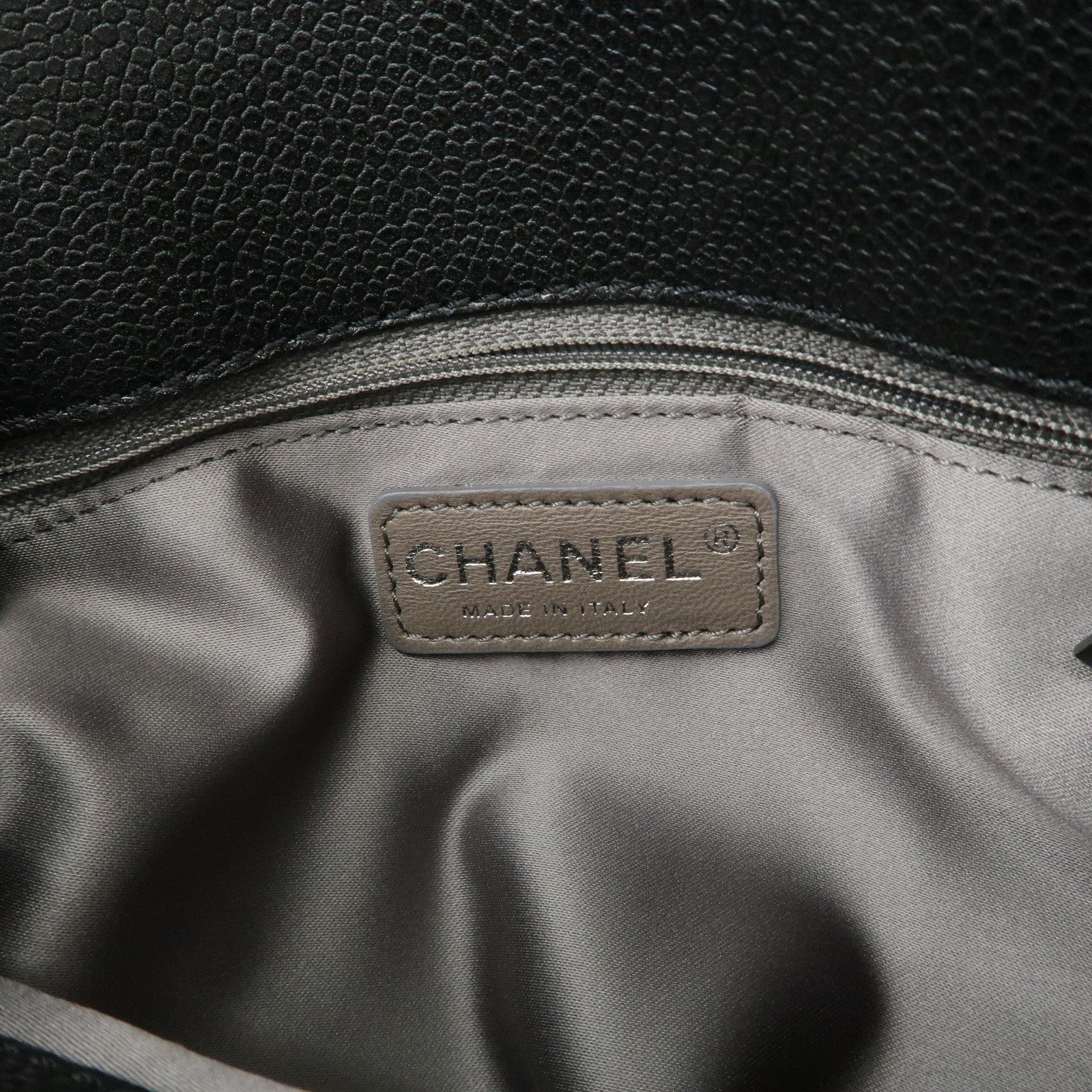 CHANEL COCO Mark Caviarskin Chain Shoulder Bag Black Silver