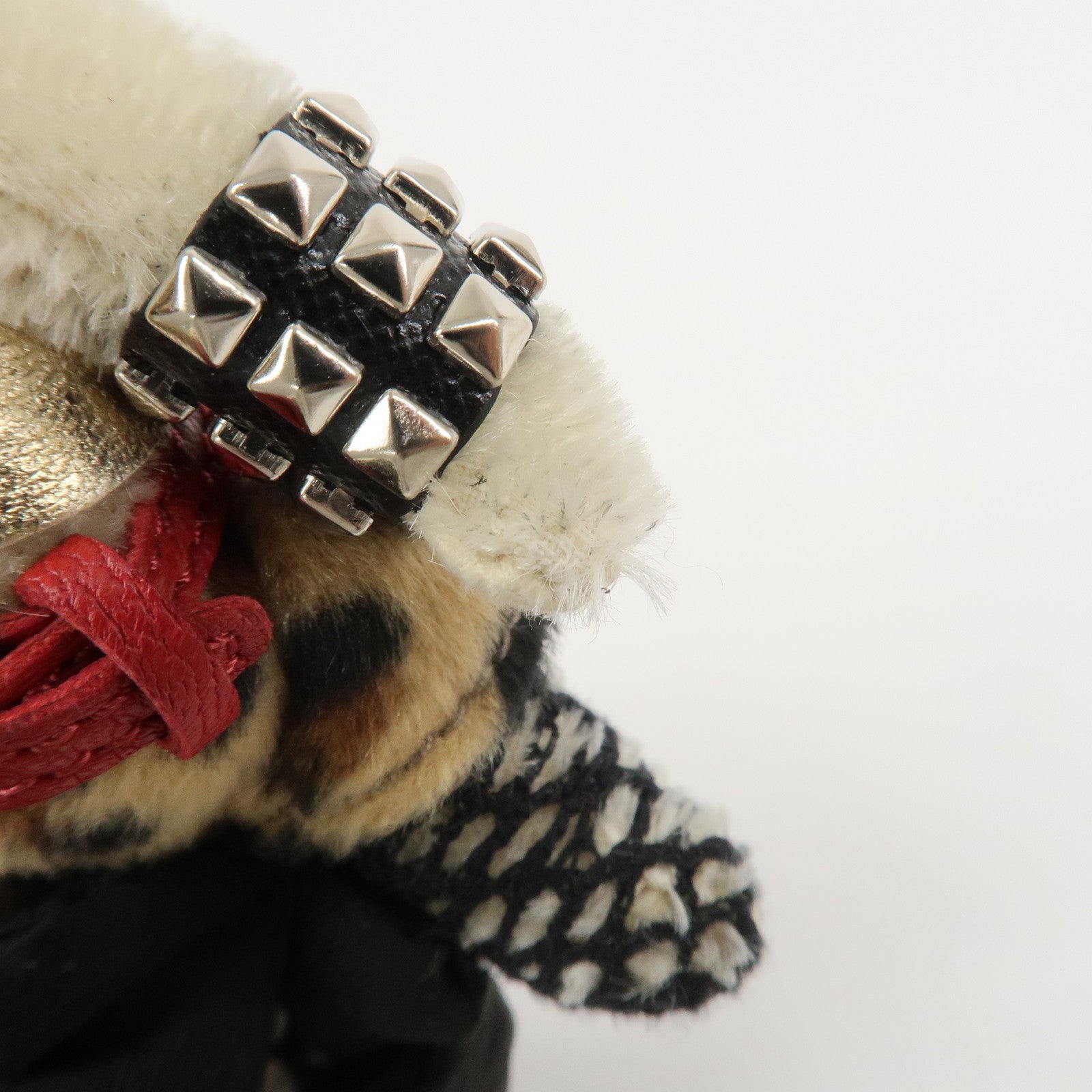 PRADA Teddy Bear Bag Key Charm Key Leopard Bijou Ivory