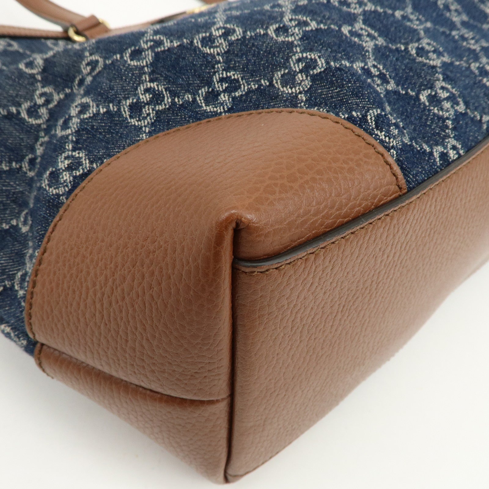 GUCCI Ophidia GG Monogram Denim Leather Medium Tote Bag Blue 631685