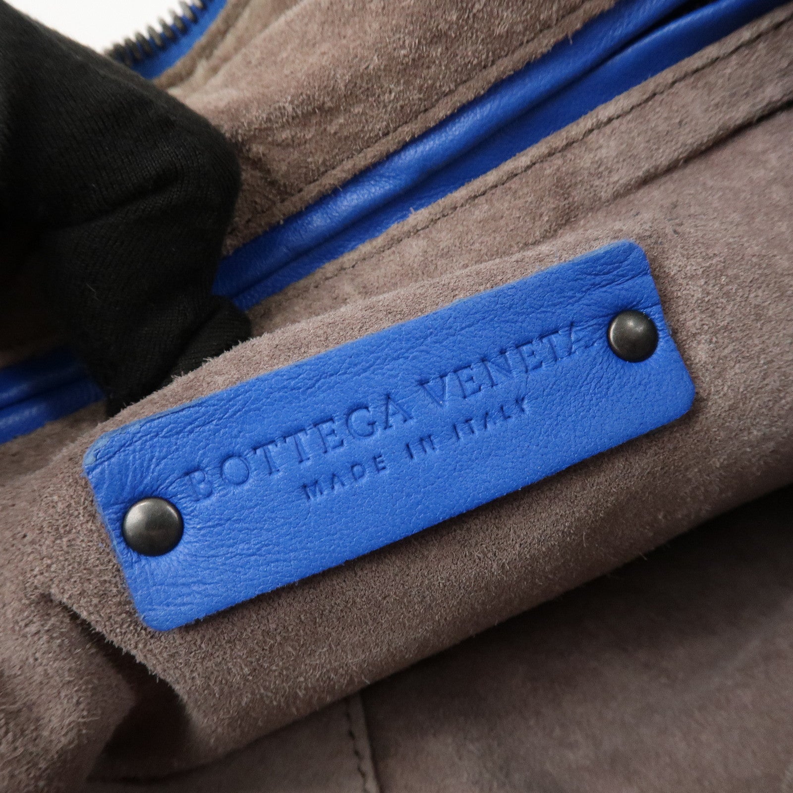 BOTTEGA VENETA Intrecciato Leather Shoulder Bag Blue