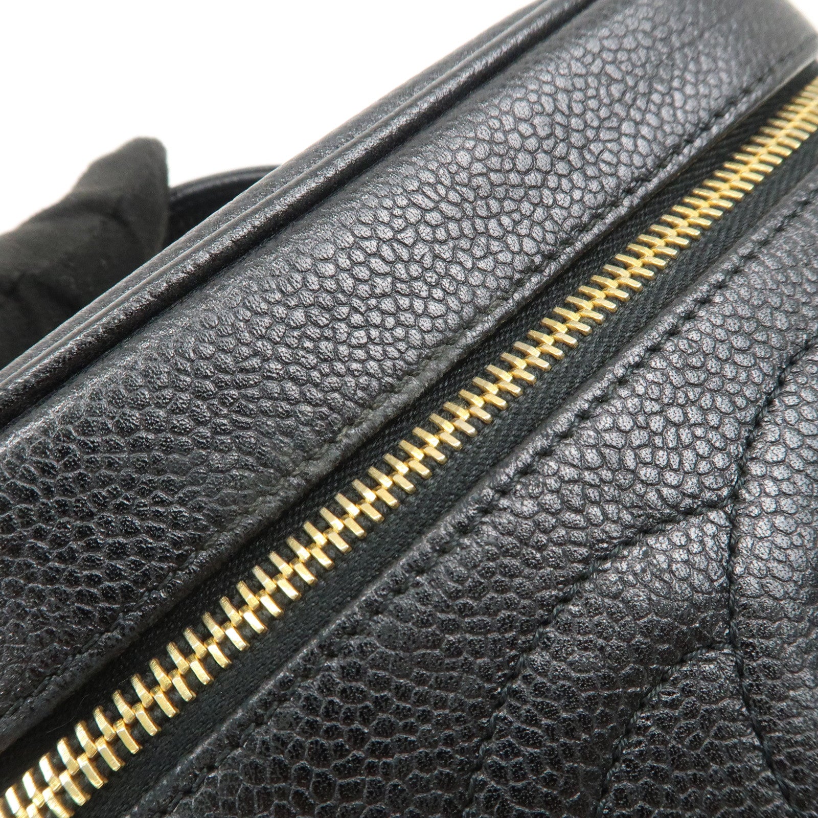 CHANEL COCO Mark Caviarskin Vanity Bag Hand Bag Black A01998