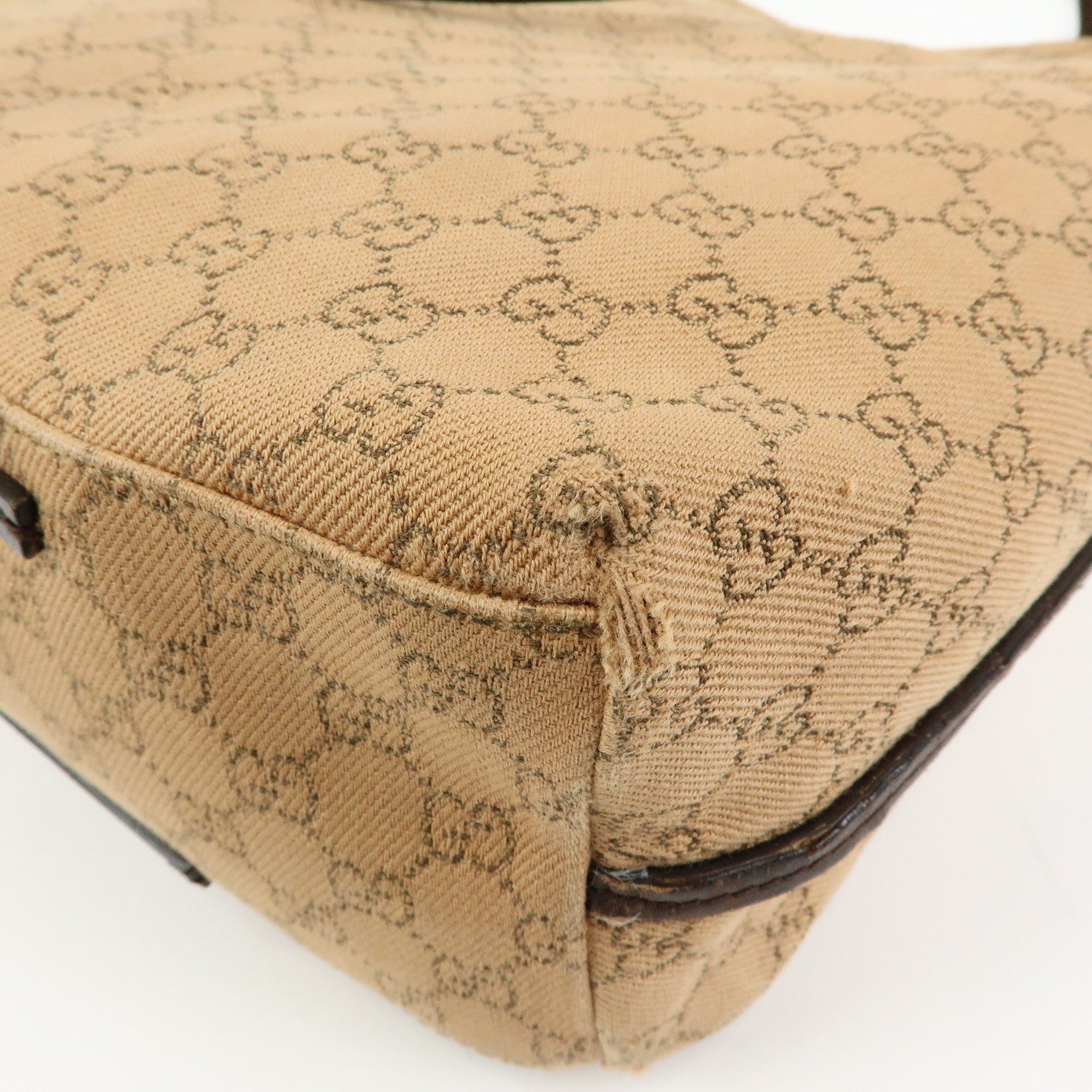 GUCCI GG Denim Leather Tote Bag Shoulder Bag Brown Beige 101340