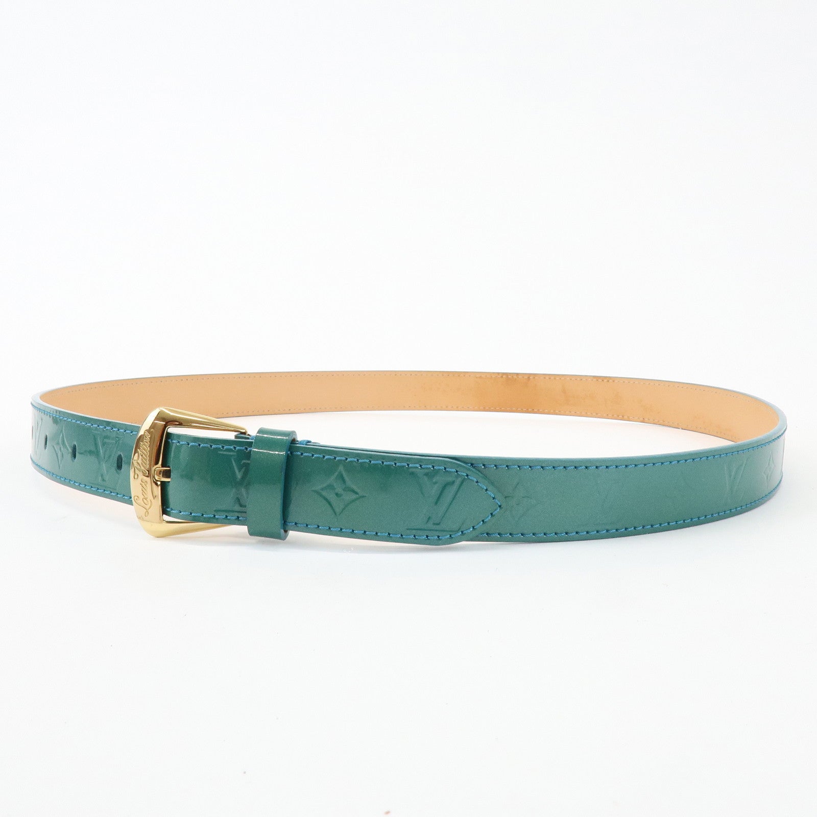 Louis Vuitton Monogram Vernis Leather Ceinture Belt Blue Galactic
