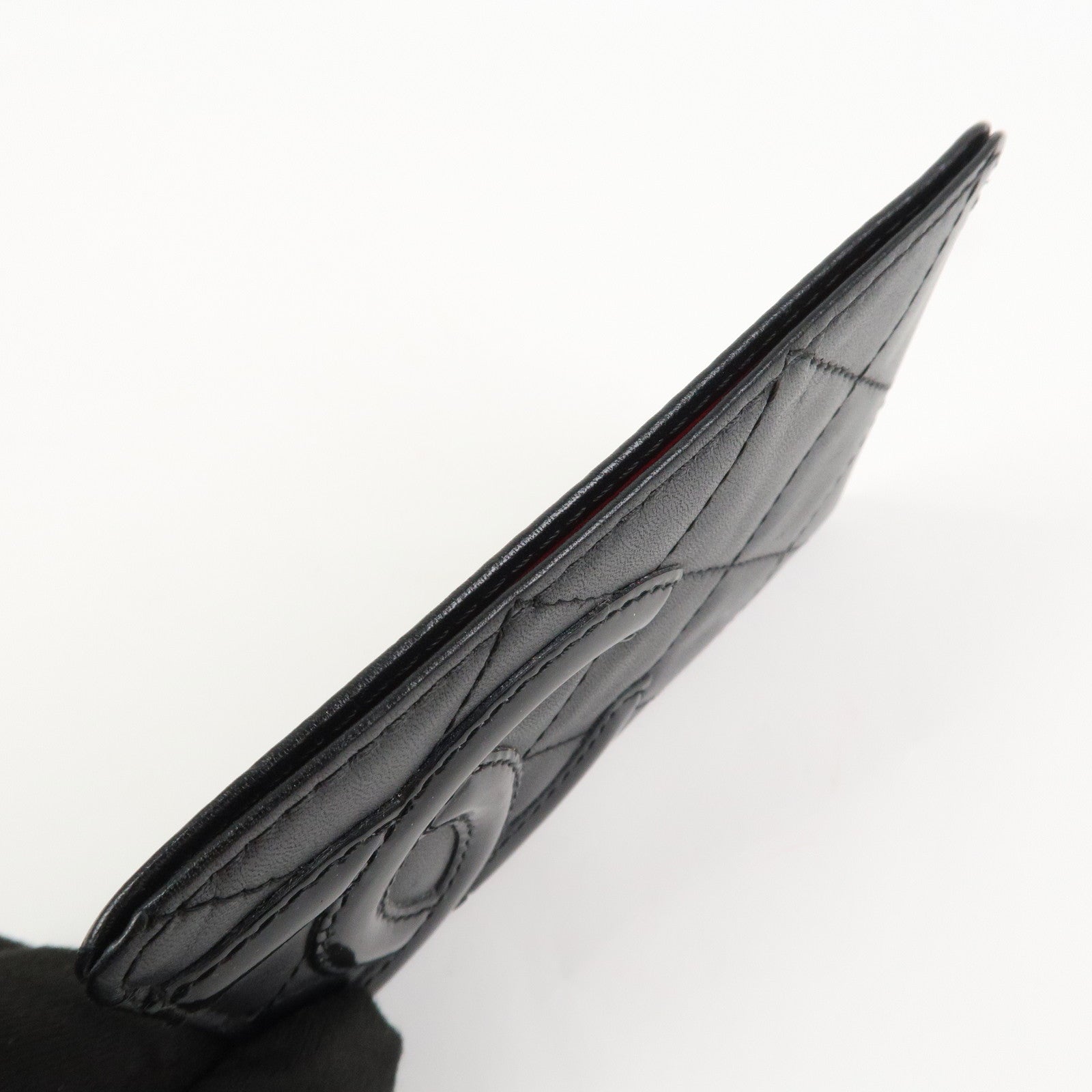 CHANEL Cambon Line Matelasse COCO Mark Card Case Black A26725