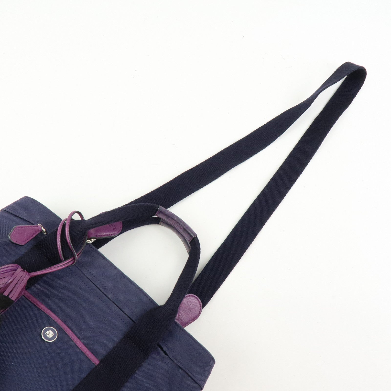 LOEWE Anagram Canvas 2Way Hand Bag Tote Bag Purple