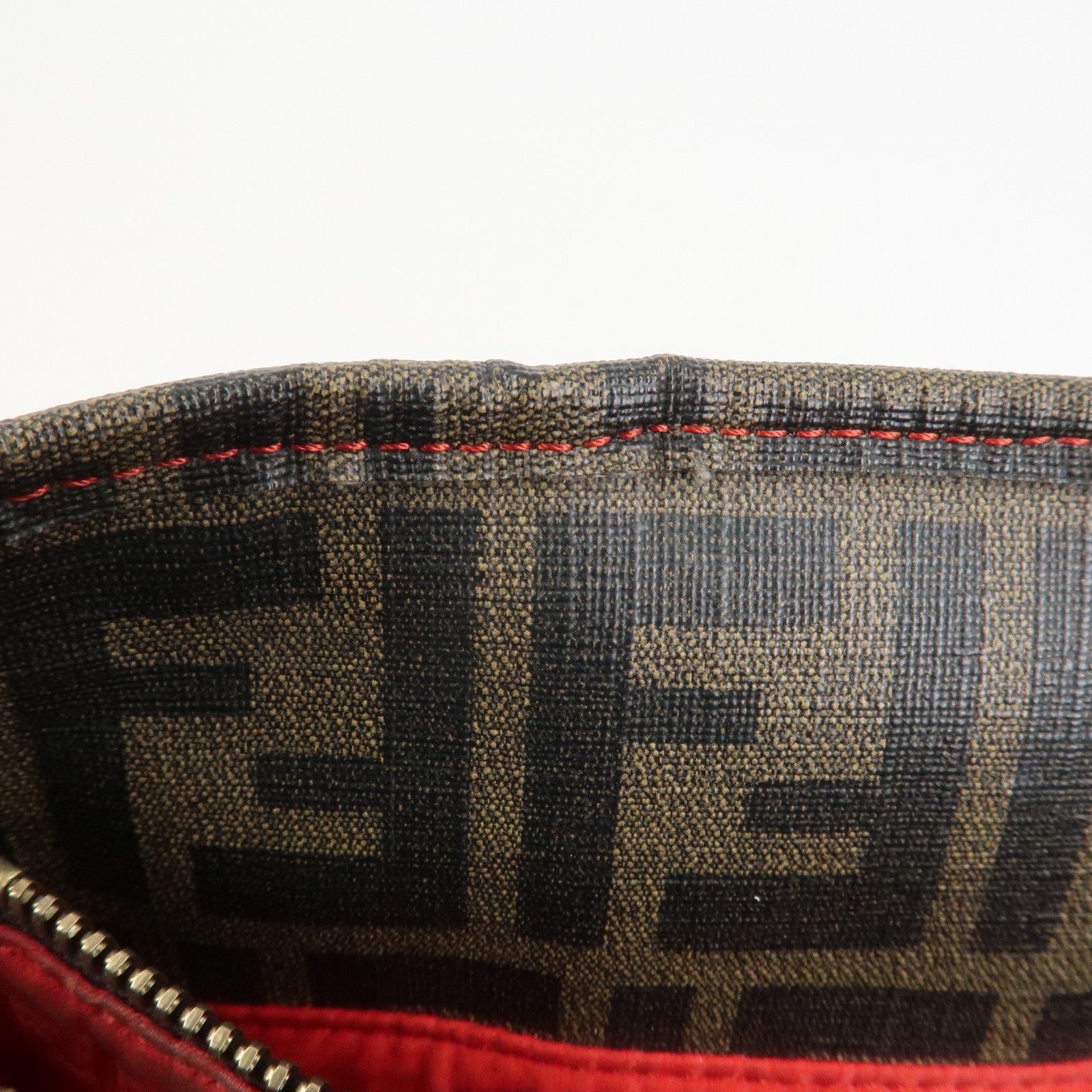 FENDI Zucca PVC Canvas Tote Bag Shoulder Bag Brown Black 8BH211