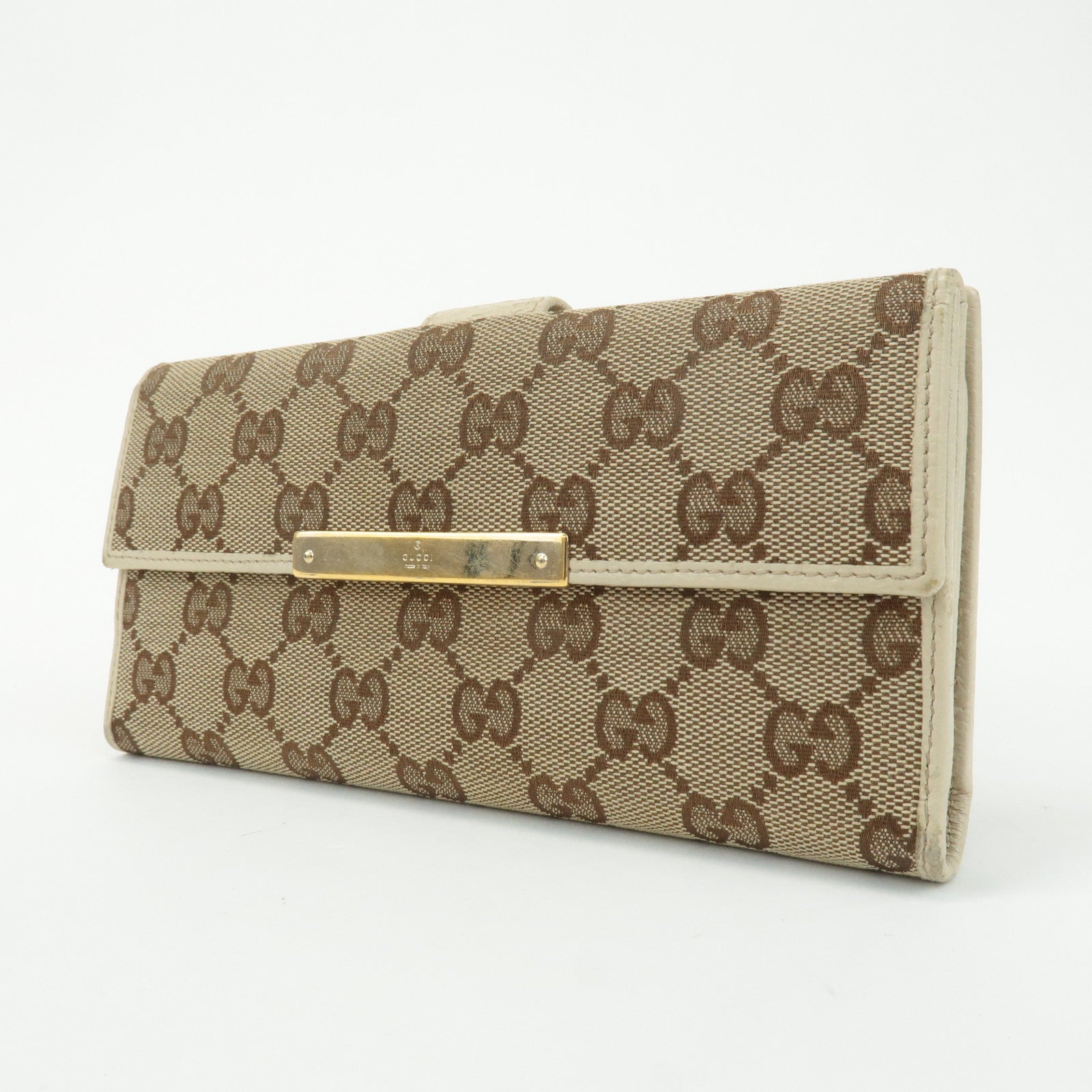 GUCCI Set of 2 GG Canvas Leather Wallet Beige Brown 203550/112715 Used