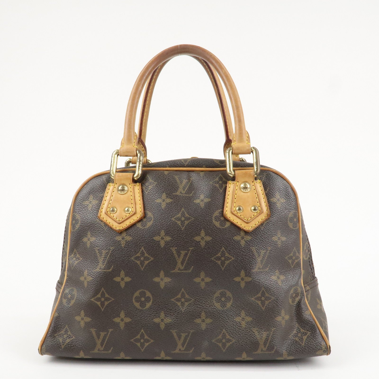 Louis Vuitton Monogram Manhattan PM Hand Bag Brown Gold HDW M40026 Used