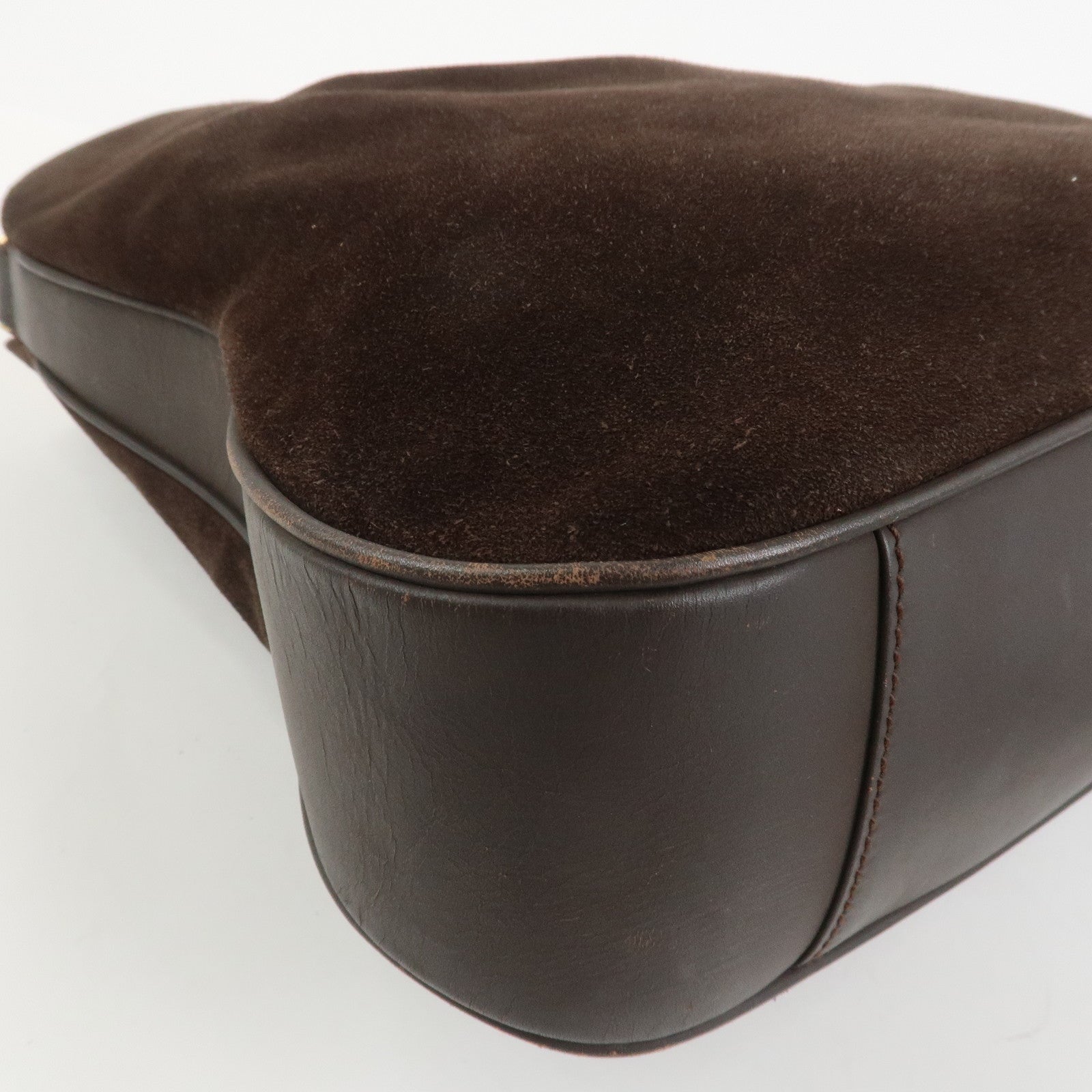 GUCCI Bamboo Suede 2WAY Bag Shoulder Bag Dark Brown 001.3754.1657