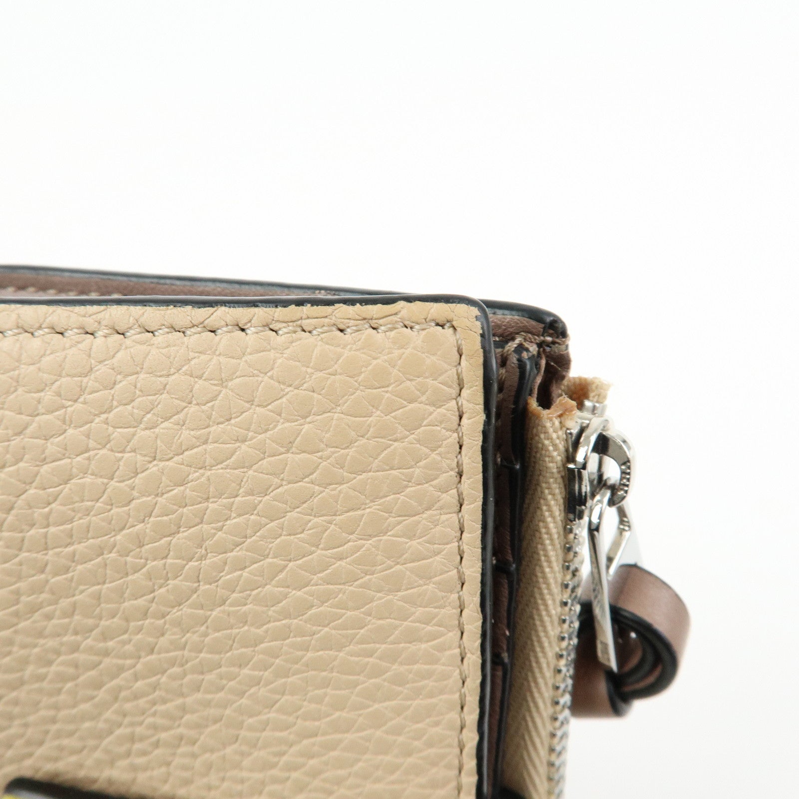 LOEWE Anagram Leather Compact Wallet Beige Yellow