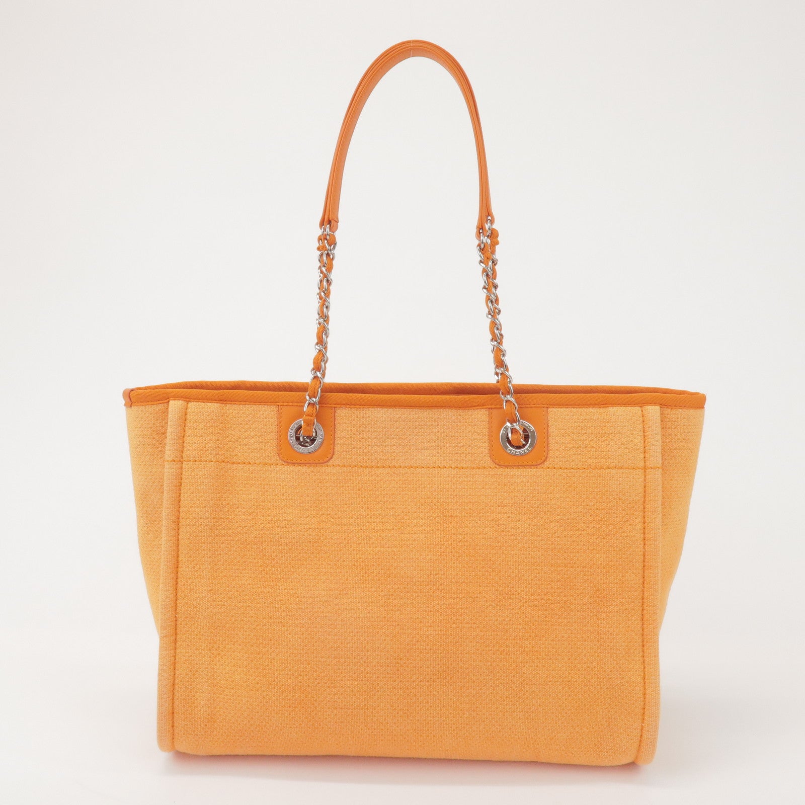 CHANEL Deauville MM Straw Leather Tote Bag Shoulder Bag A67001