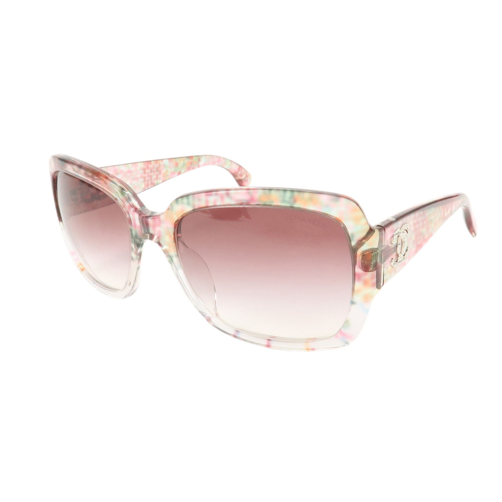 CHANEL COCO Mark Plastic Sunglasses 56□19 Multicolor 5221-A Used