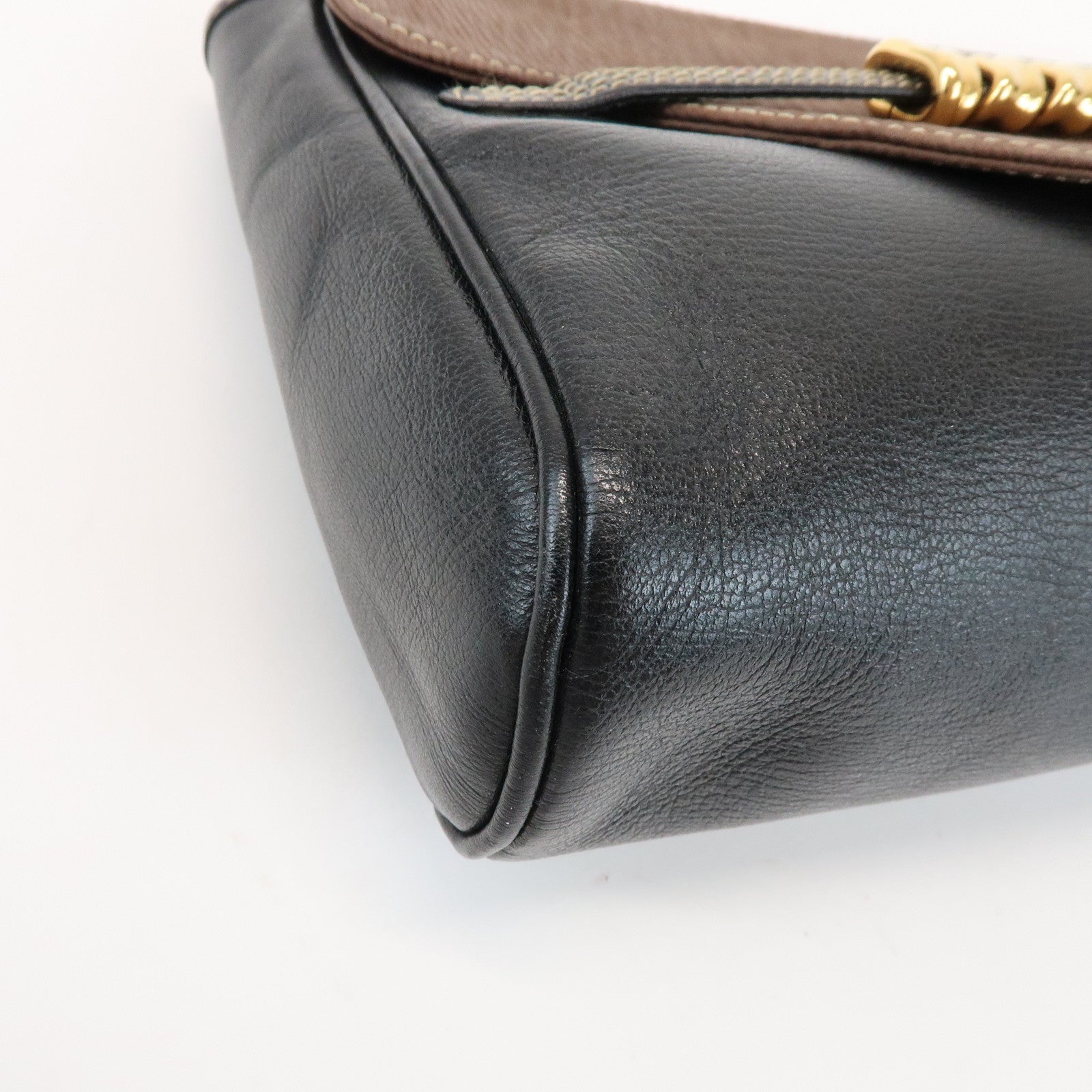 LOEWE Velazquez Logo Leather Clutch Bag Black Brown