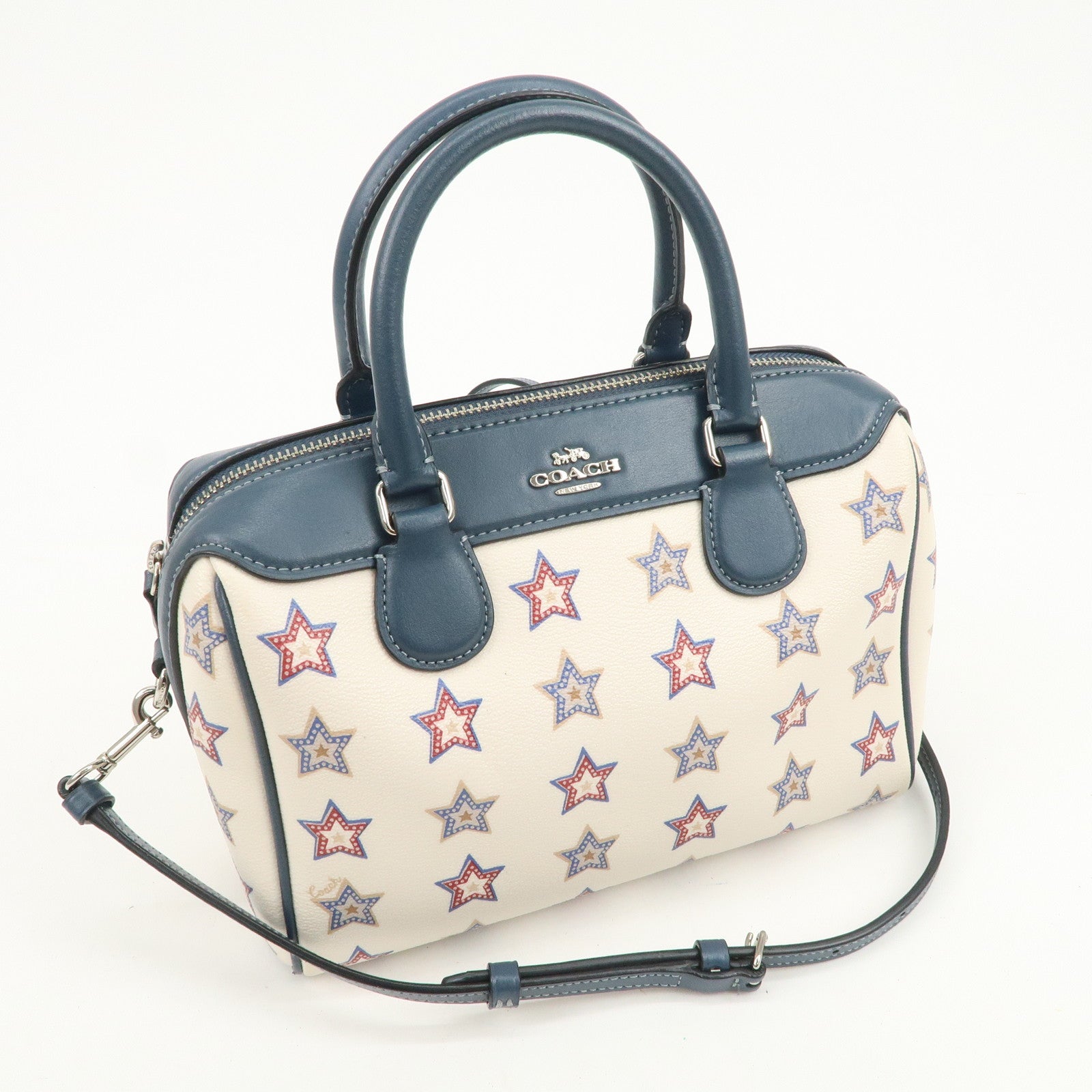 COACH PVC Leather 2Way Shoulder Bag Hand Bag Star White
