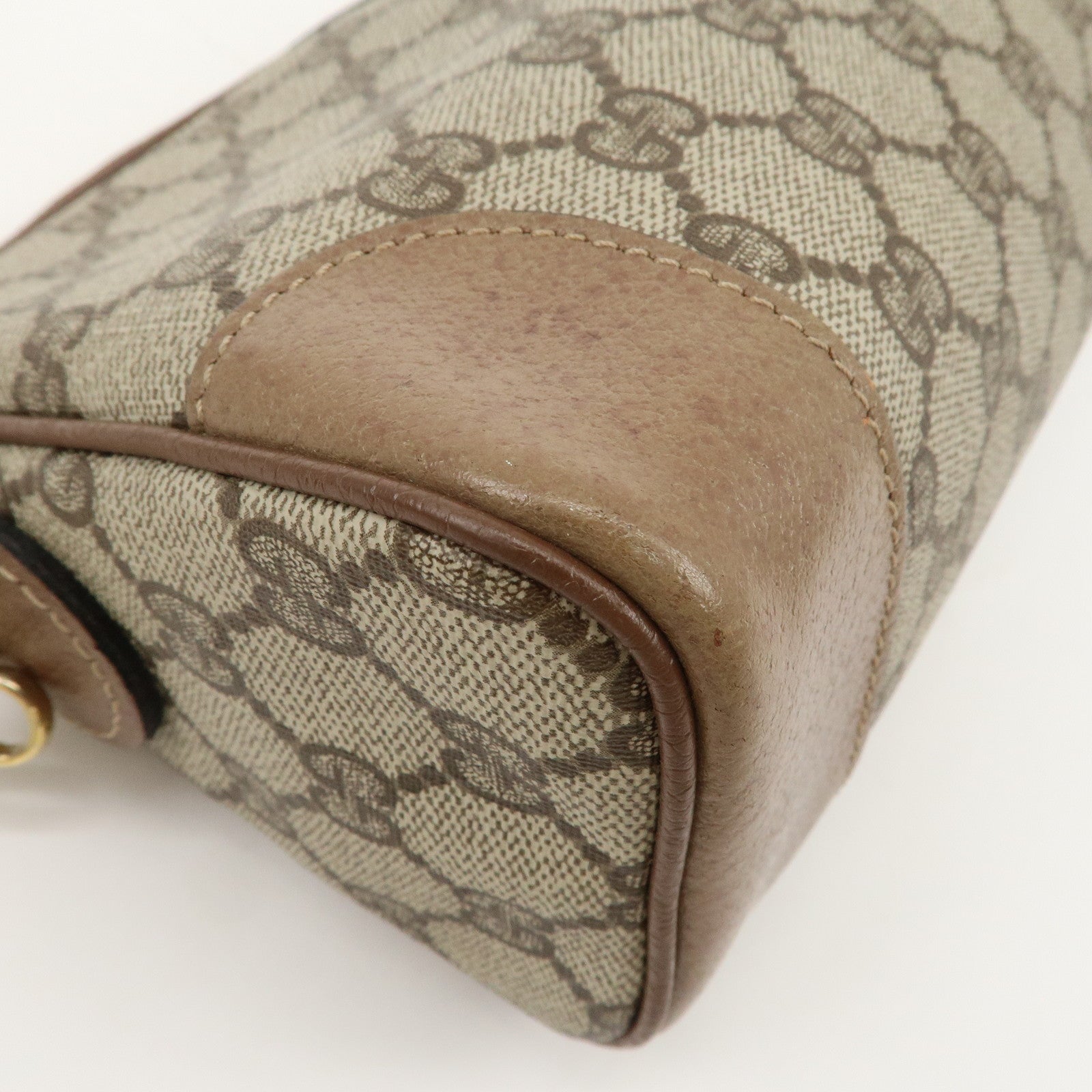 GUCCI Old Gucci GG Plus Leather Shoulder Bag Crossbody Bag Beige Brown Used