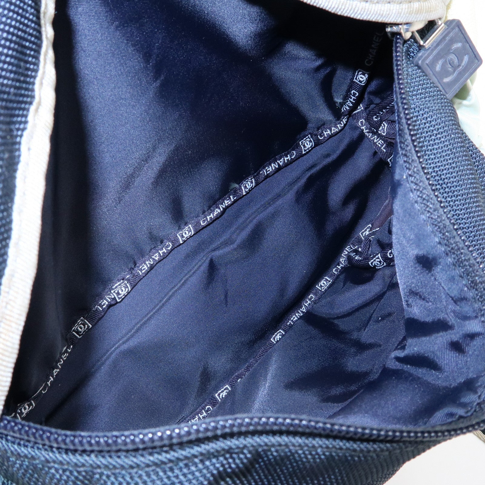 CHANEL Sportline Nylon 2Way Bag Hand Bag Navy Ivory A27892