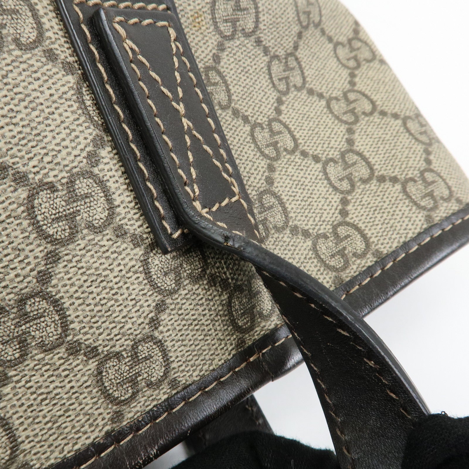GUCCI GG Supreme Leather Tote Bag Shoulder Bag Beige Brown 211138