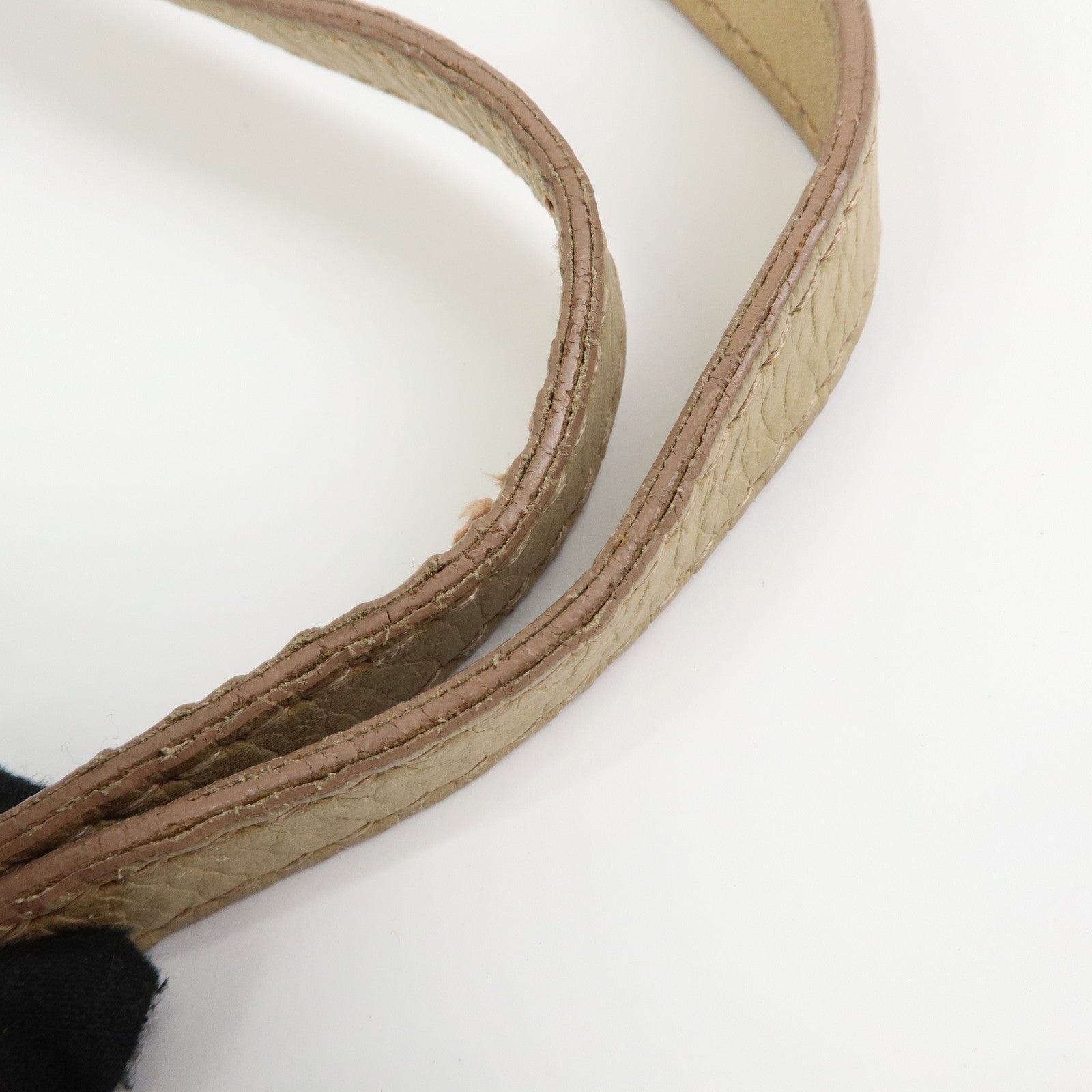 MIU MIU Logo Side Ribbon Leather Shoulder Bag Tote Bag Beige