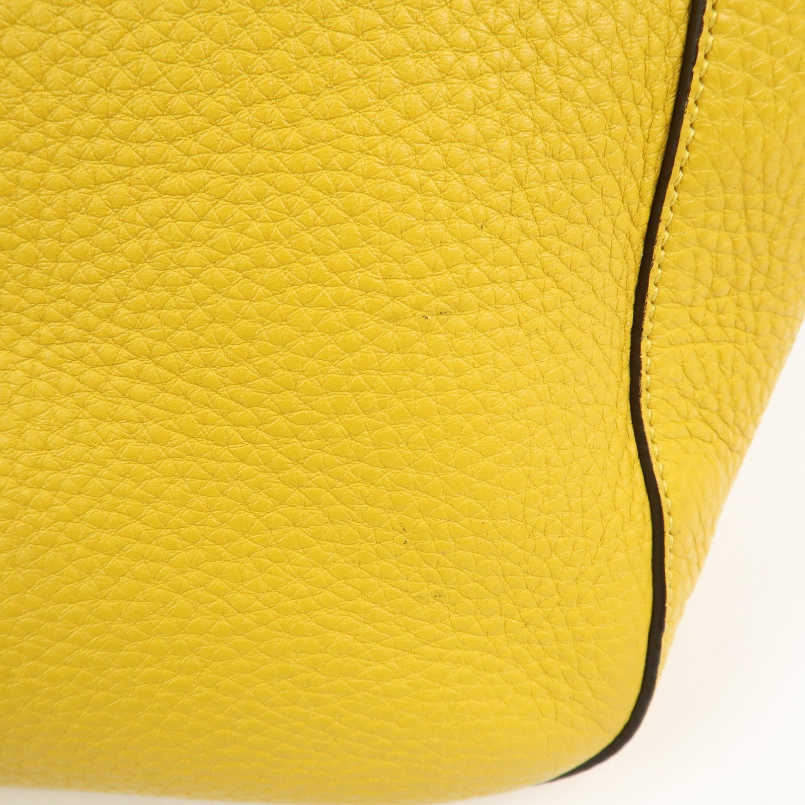 FENDI Selleria Leather 2Way Hand Tote Shoulder Bag Yellow 8BH368