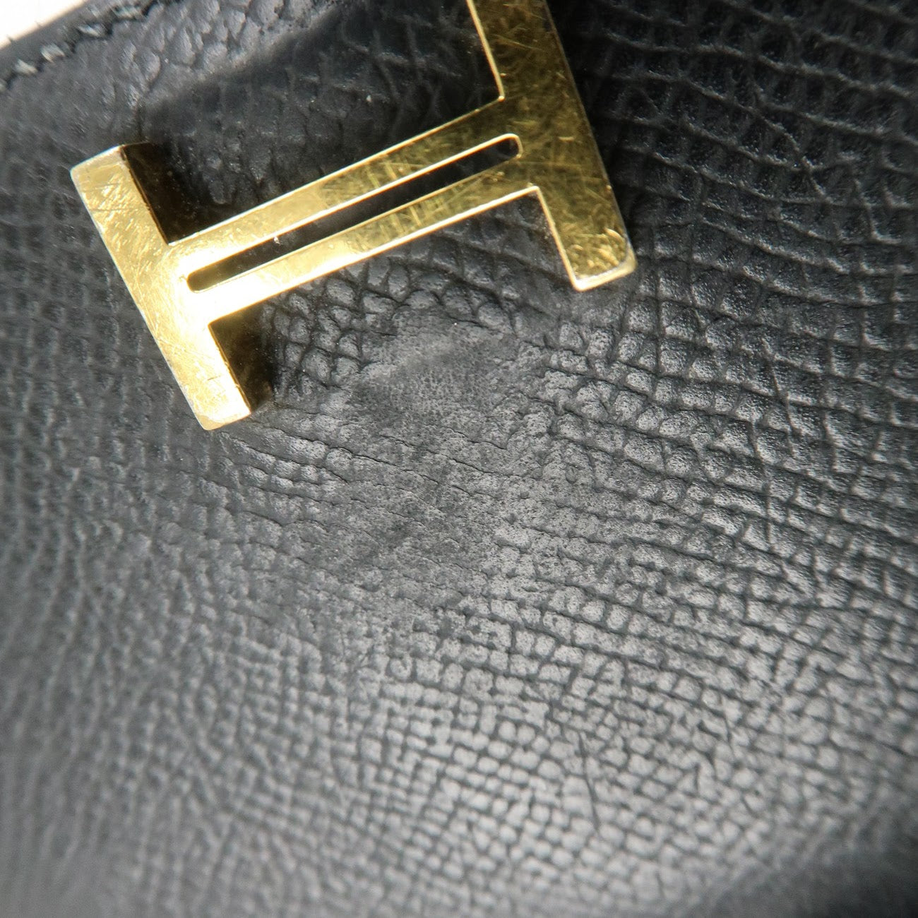 HERMES Epson Bearn Soufflet Long Wallet C Stamped Black Used