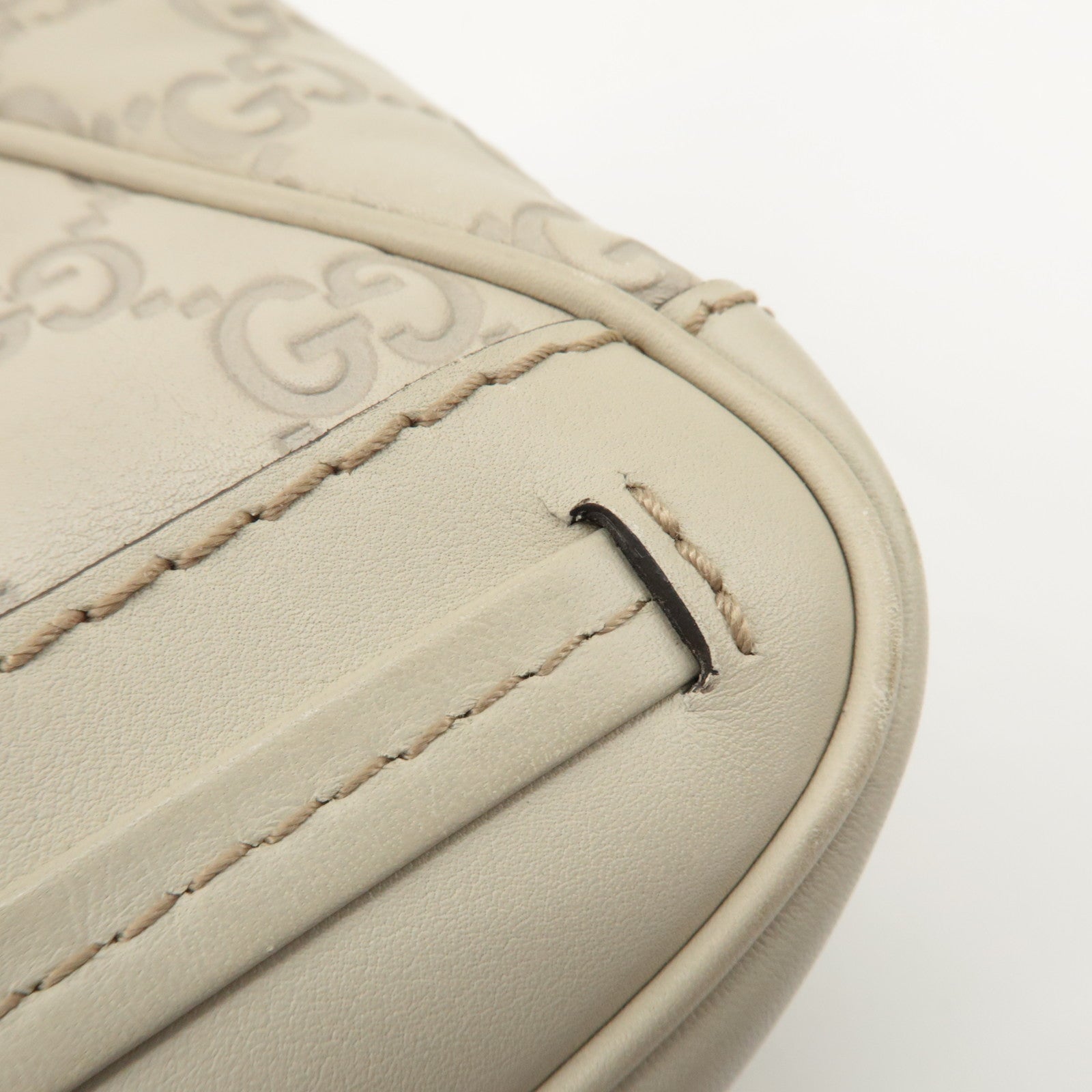 GUCCI Guccissima Mayfair Leather Shoulder Hand Bag Ivory 269893 Used