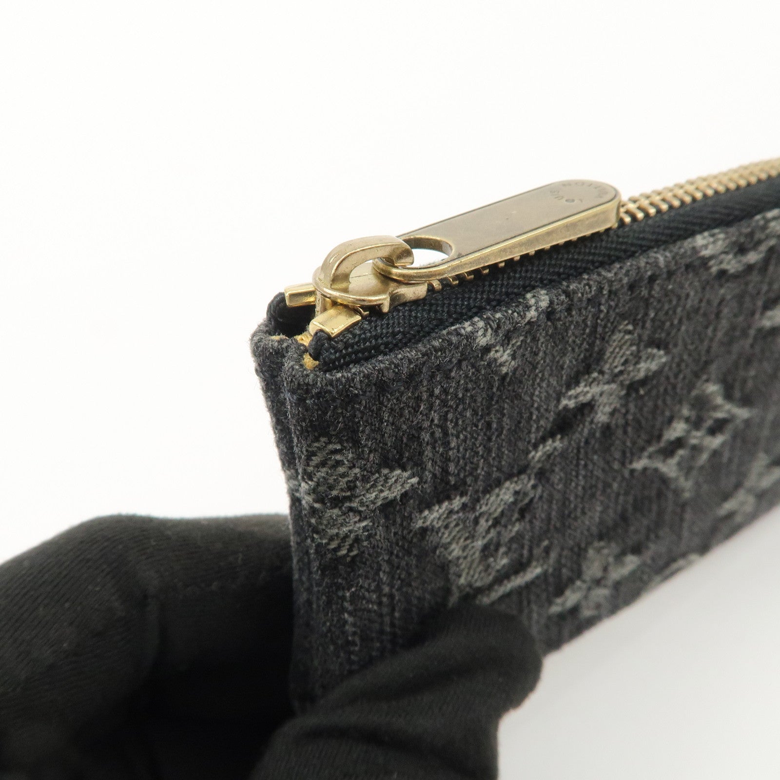 Louis Vuitton Monogram Denim Pochette Cles Coin Case Black M95616
