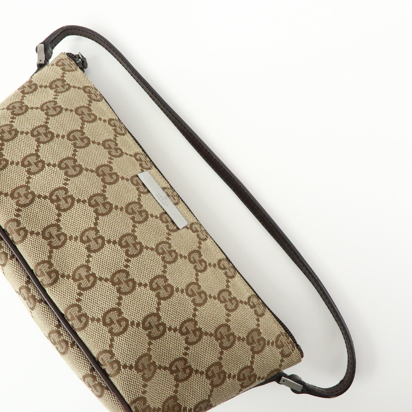 GUCCI Boat Bag GG Canvas Leather Hand Bag Beige Brown 07198