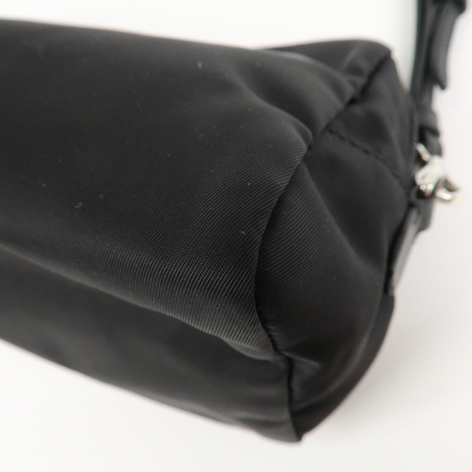 PRADA Logo Nylon Leather Pouch Cosmetic Pouch Black 1NE693