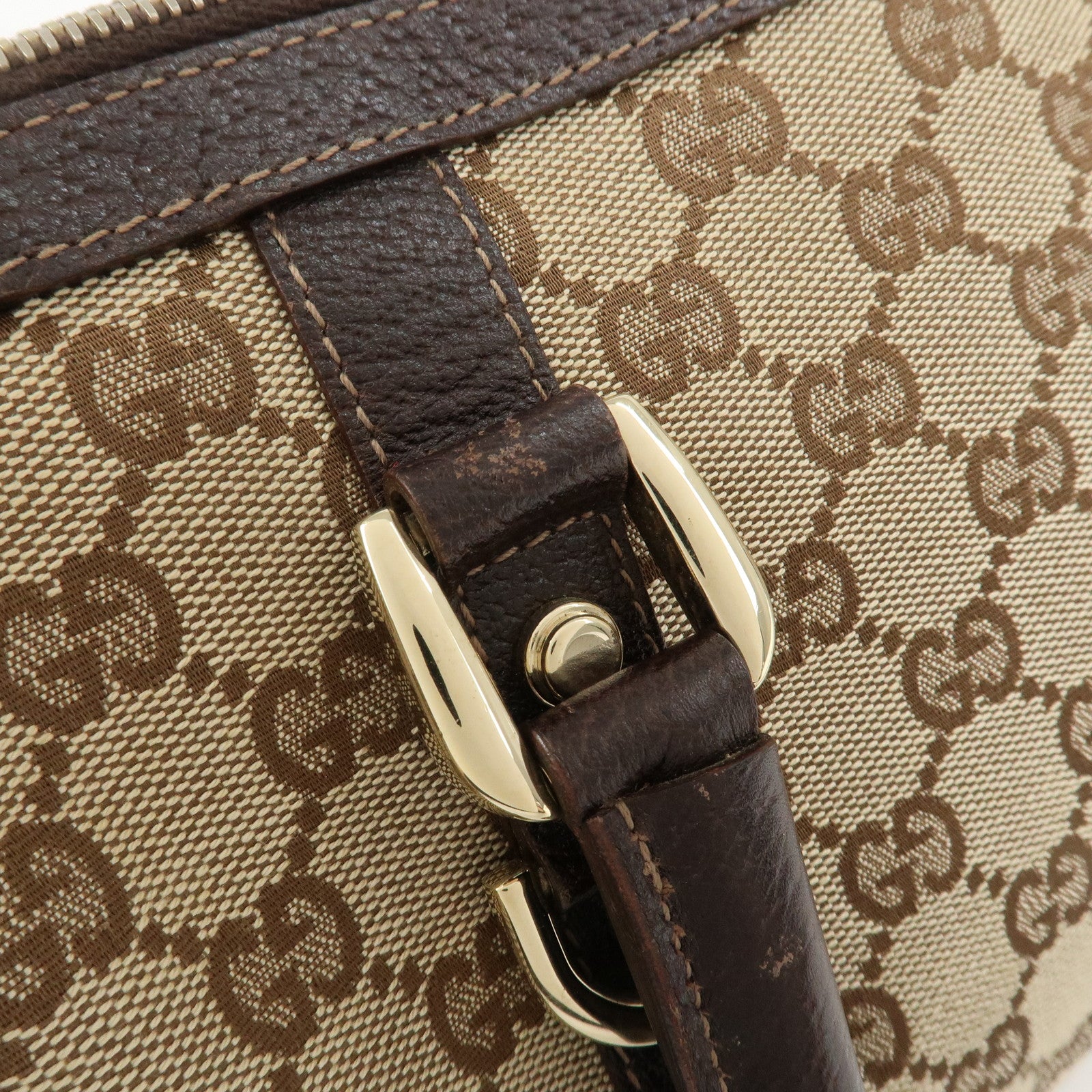 GUCCI Abbey GG Canvas Leather Mini Boston Bag Brown Beige 130942