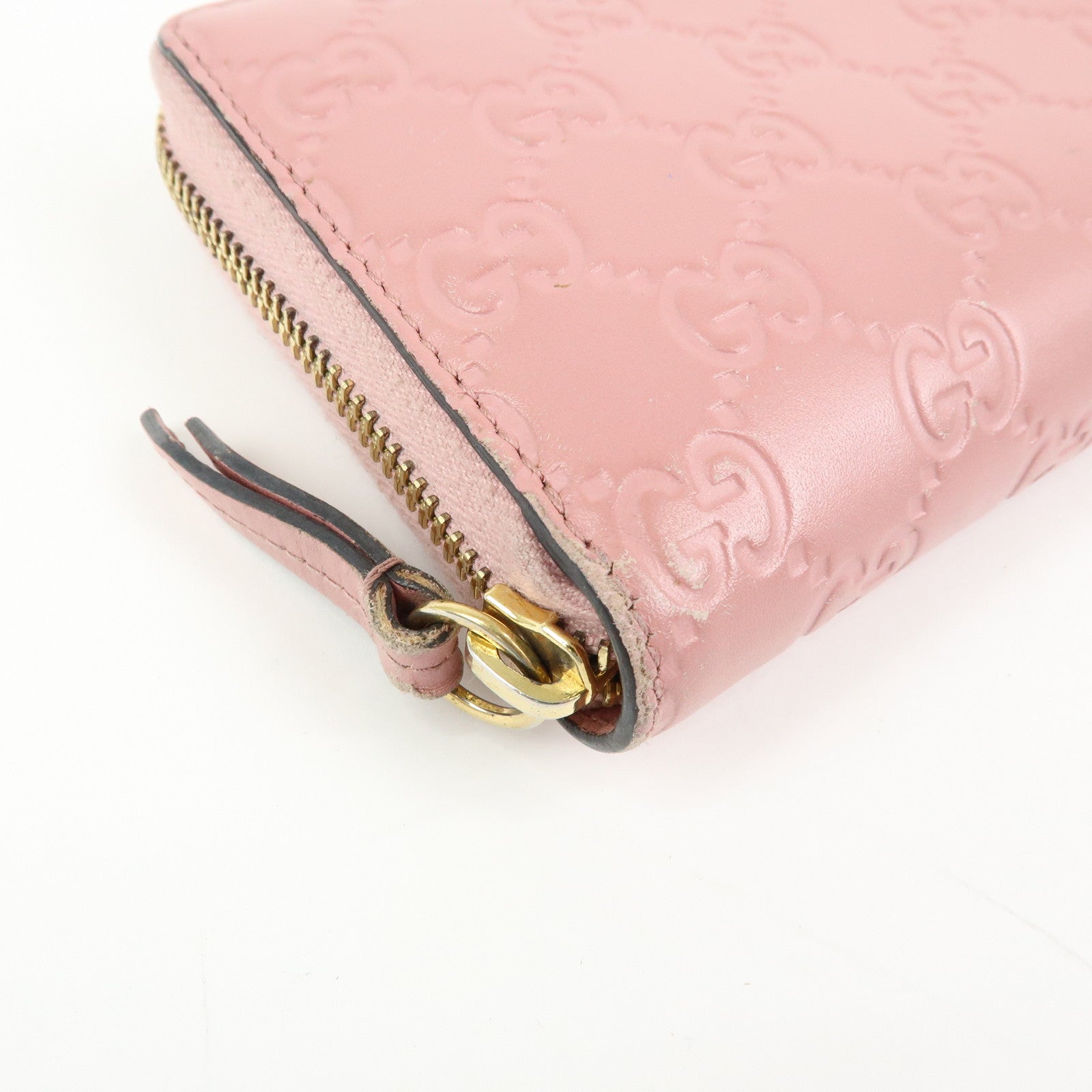 GUCCI Guccissima Leather Round Zippy Long Wallet Pink 410102