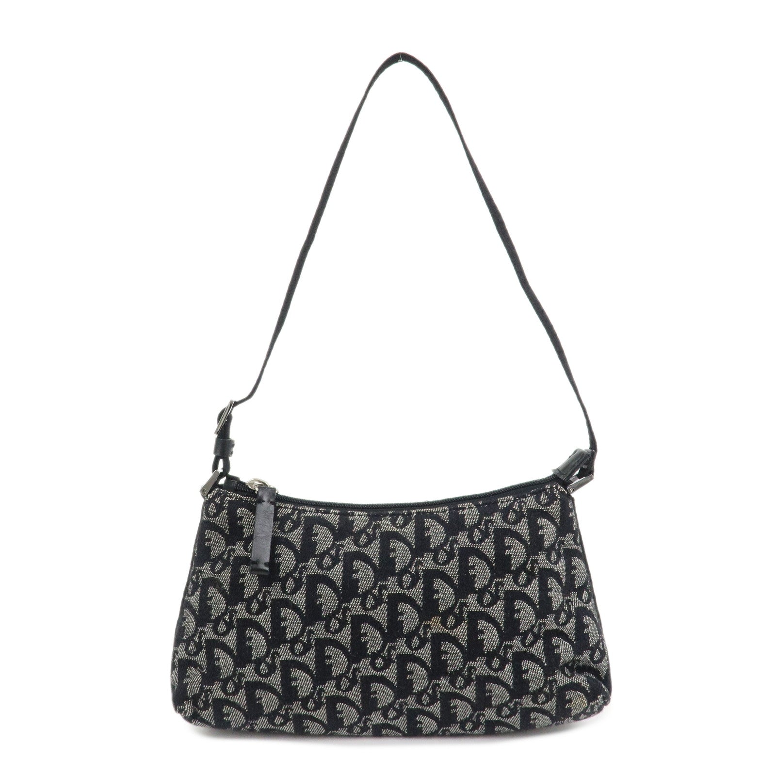 Christian Dior Trotter Canvas Accessory Pouch Hand Bag Navy