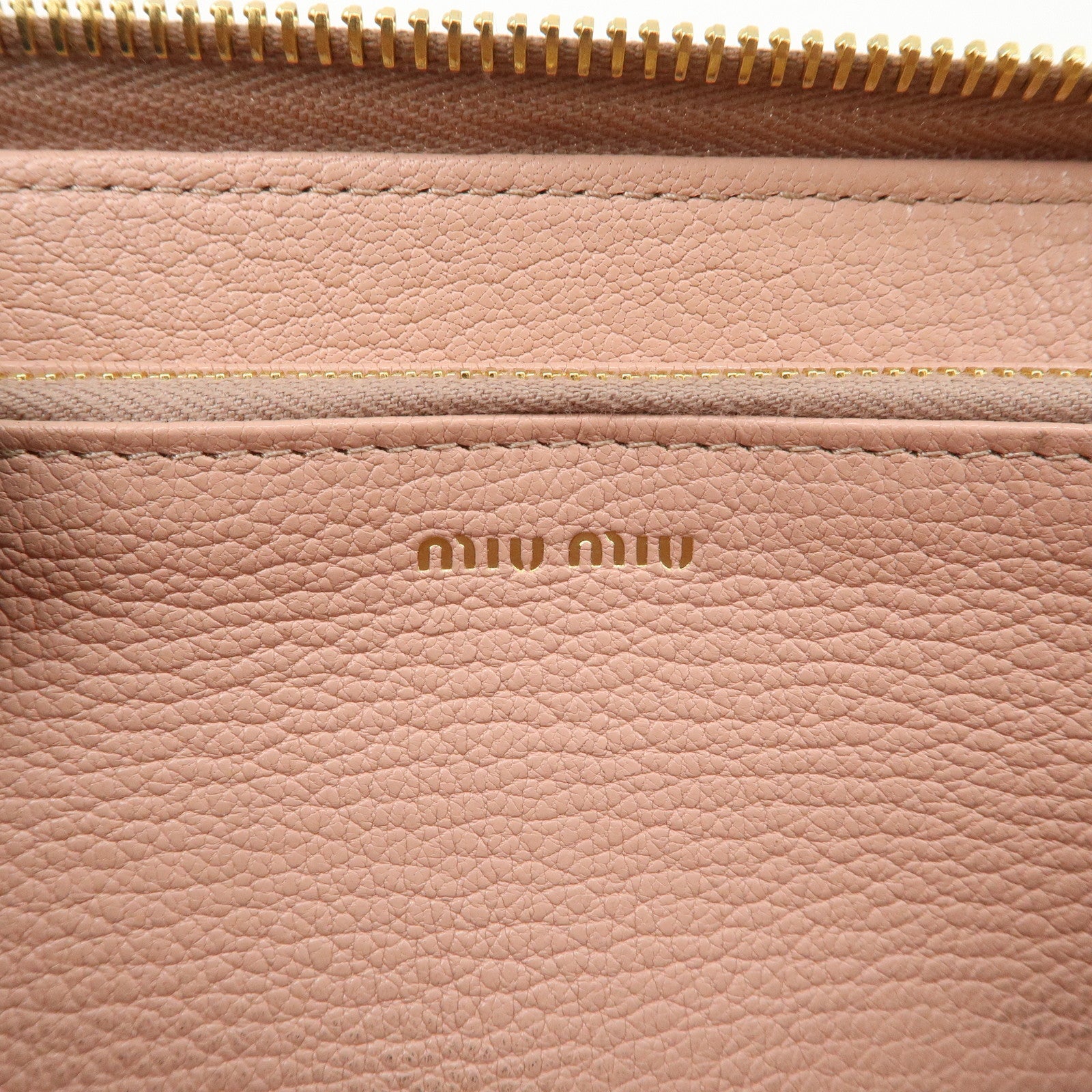 MIU MIU Leather Zip Around Wallet Zippy Wallet Long Wallet Pink 5ML506 Used