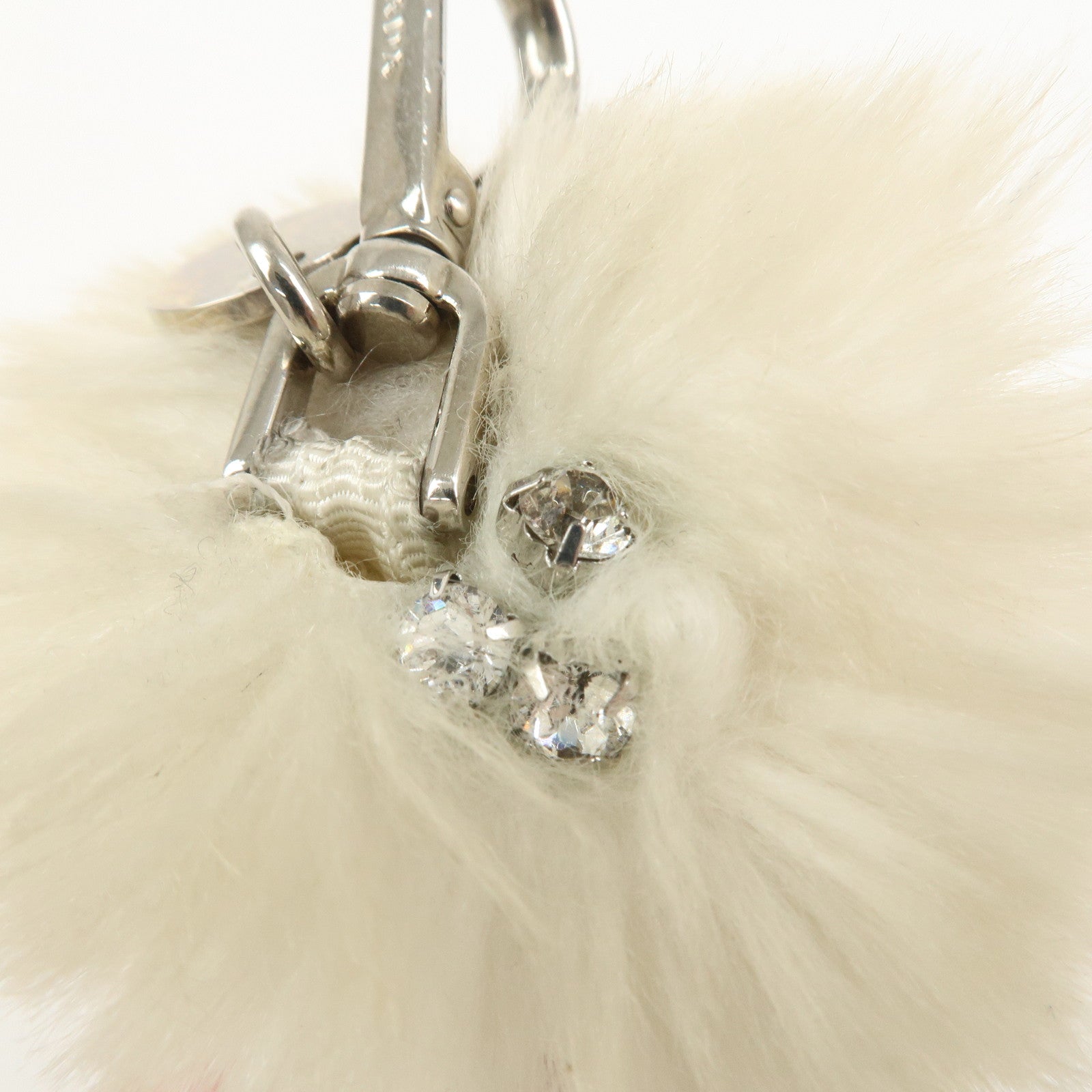 PRADA Teddy Bear Bag Charm Key Charm Ivory