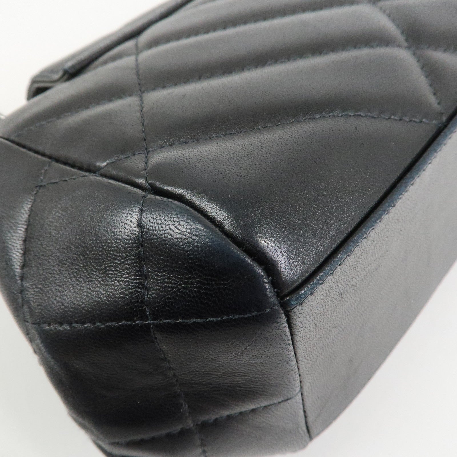 CHANEL COCO Mark Lamb Skin Chain Shoulder Bag Hand Bag Black