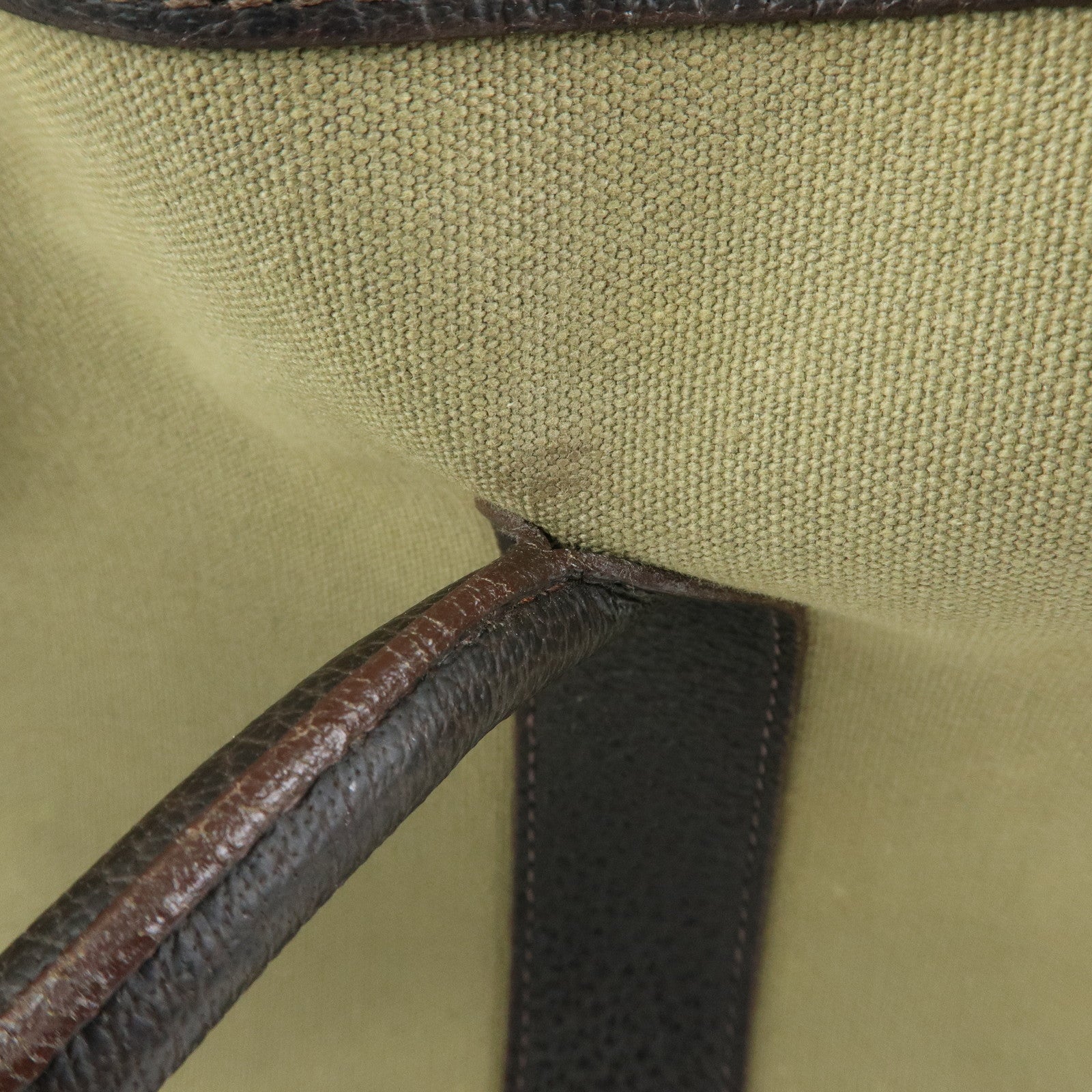 HERMES Toile Ash Negonda Garden Party PM □F Stamped Tote Bag Khaki