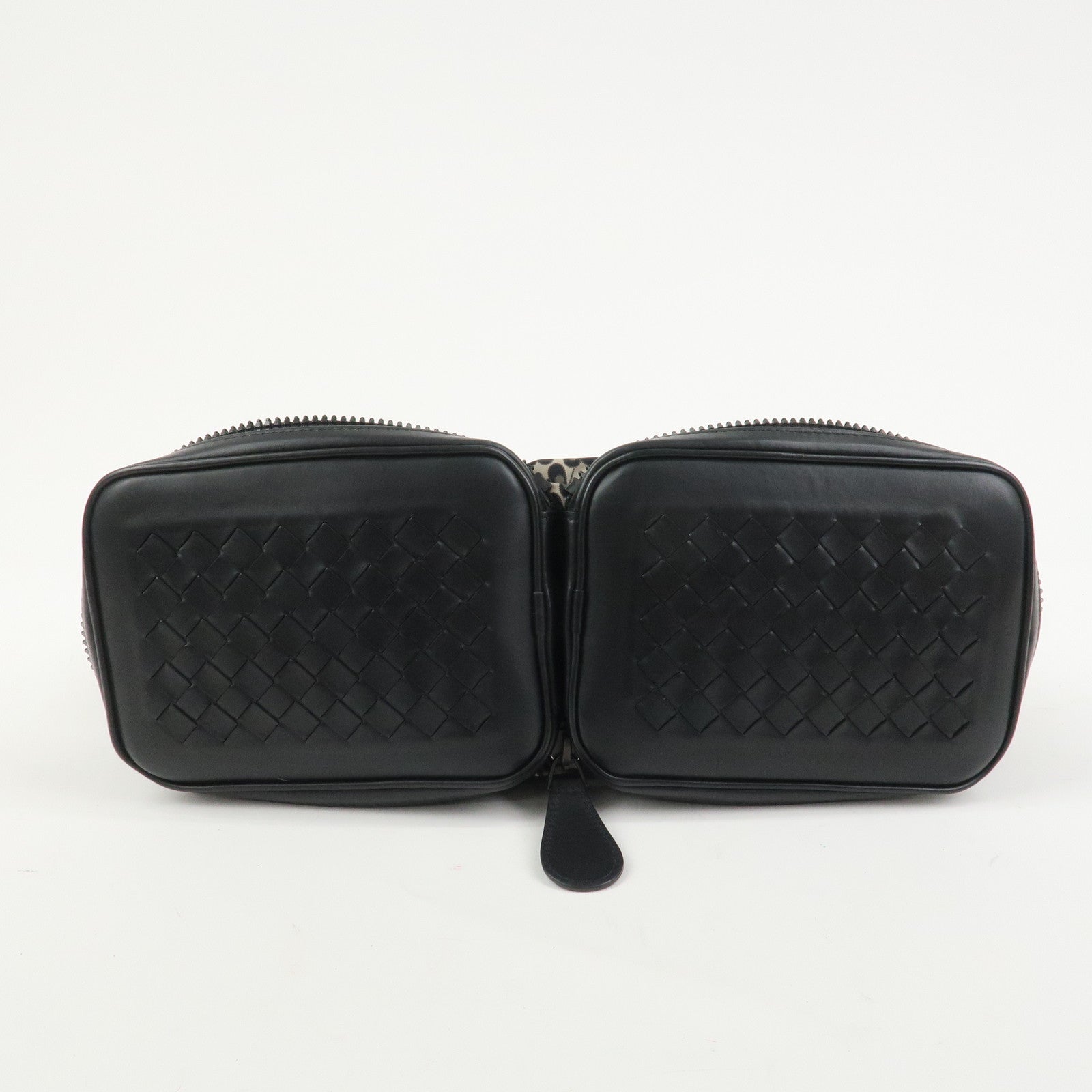 BOTTEGA VENETA Intrecciato Leather Foldable Tote Bag Nylon Black