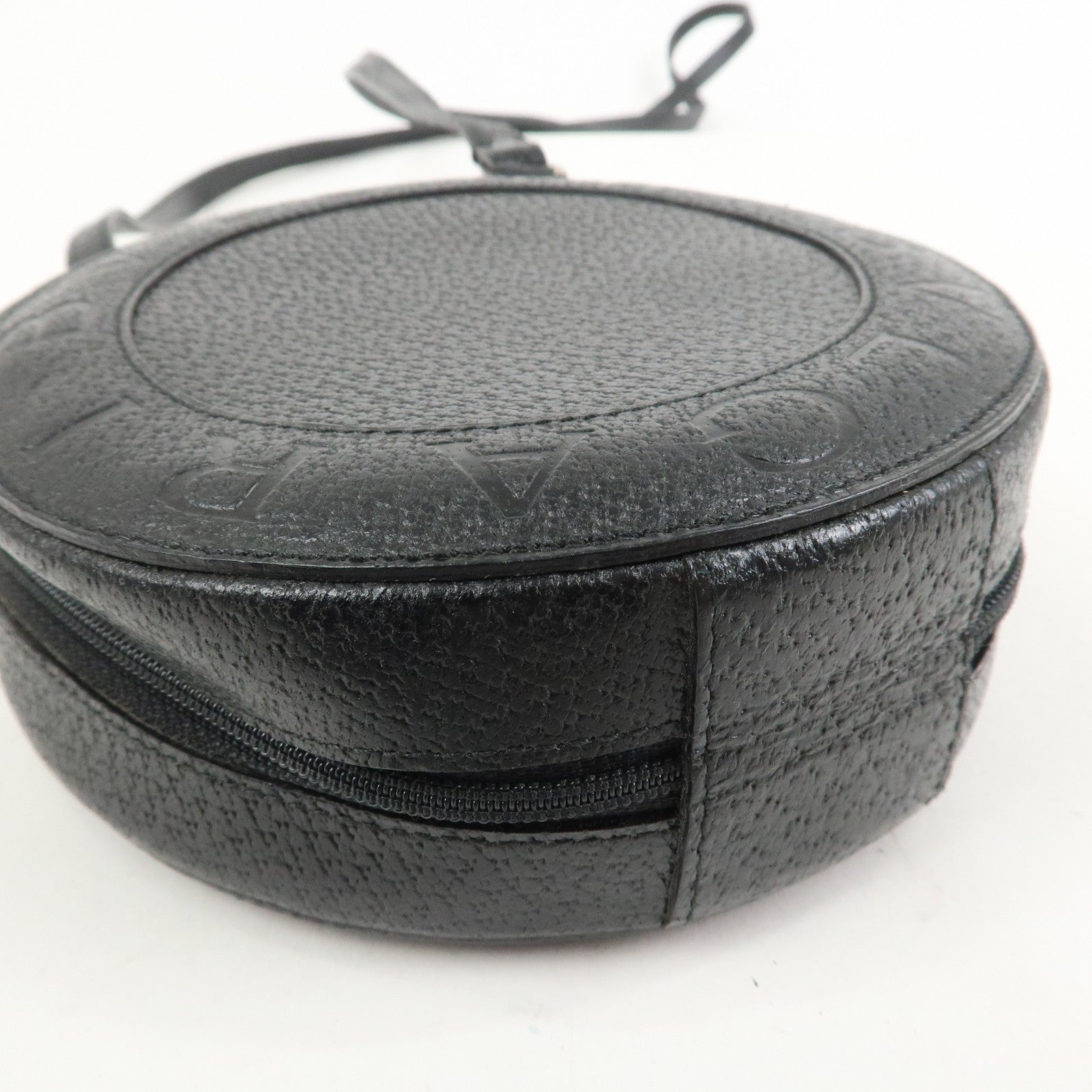 BVLGARI Logo B-Zero 1 Drum Leather Shoulder Bag Black