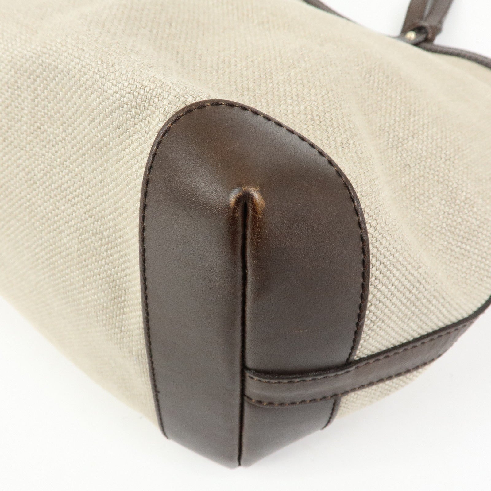 GUCCI GUCCI Craft Canvas Leather Tote Bag Beige Brown 247207
