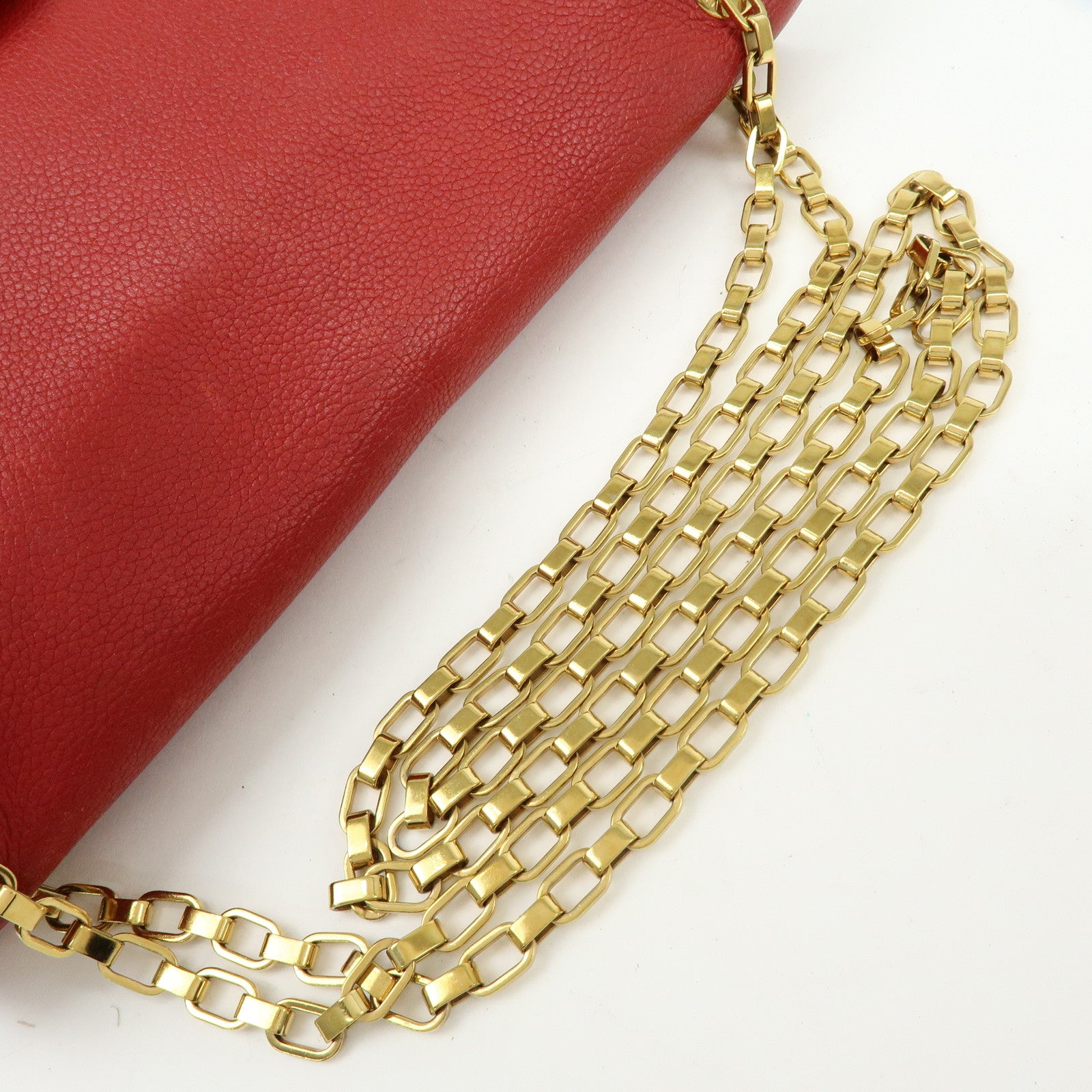 Louis Vuitton Monogram Pallas Chain Hand Bag Brown Red M41201