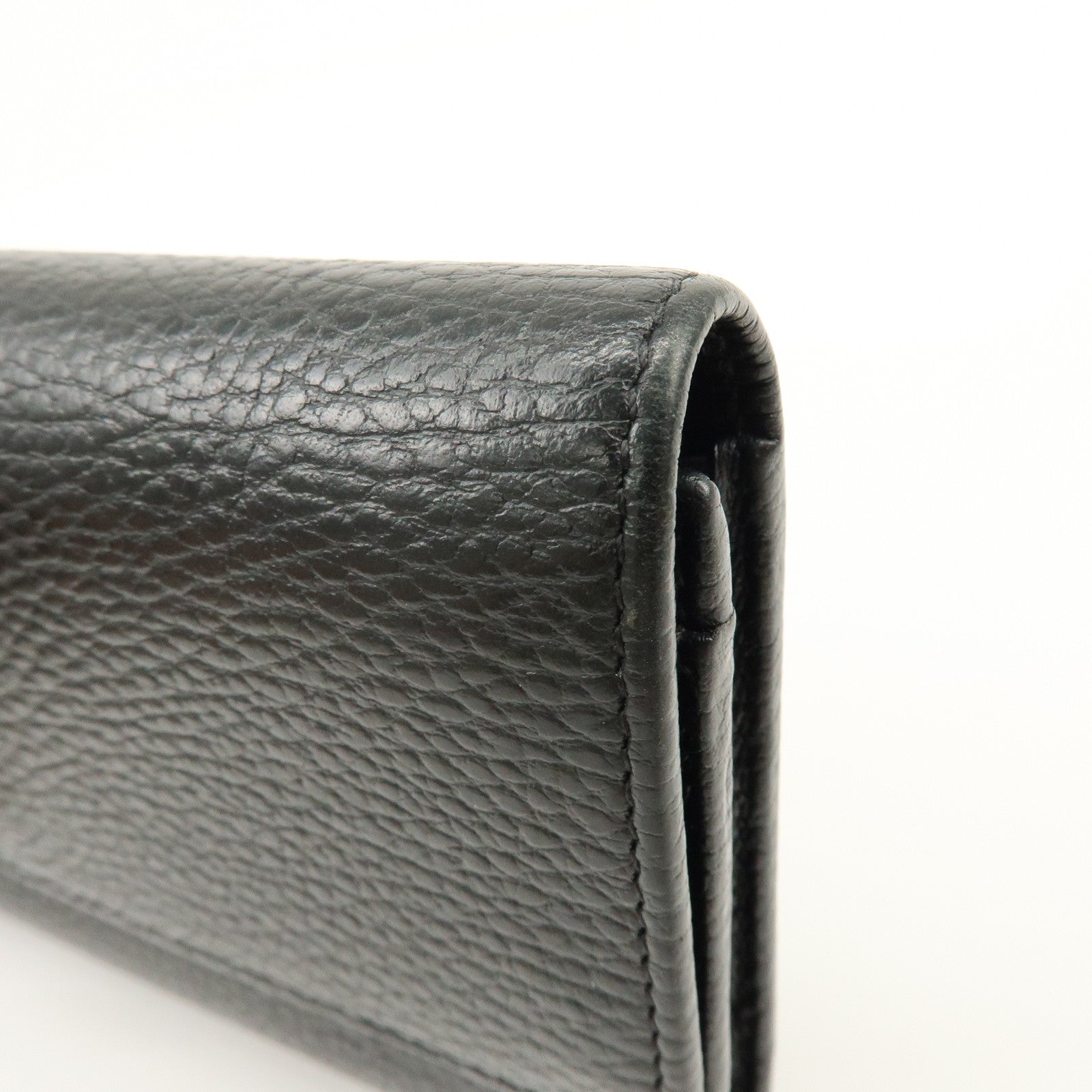 GUCCI GG Marmont Leather Long Wallet Black 456116