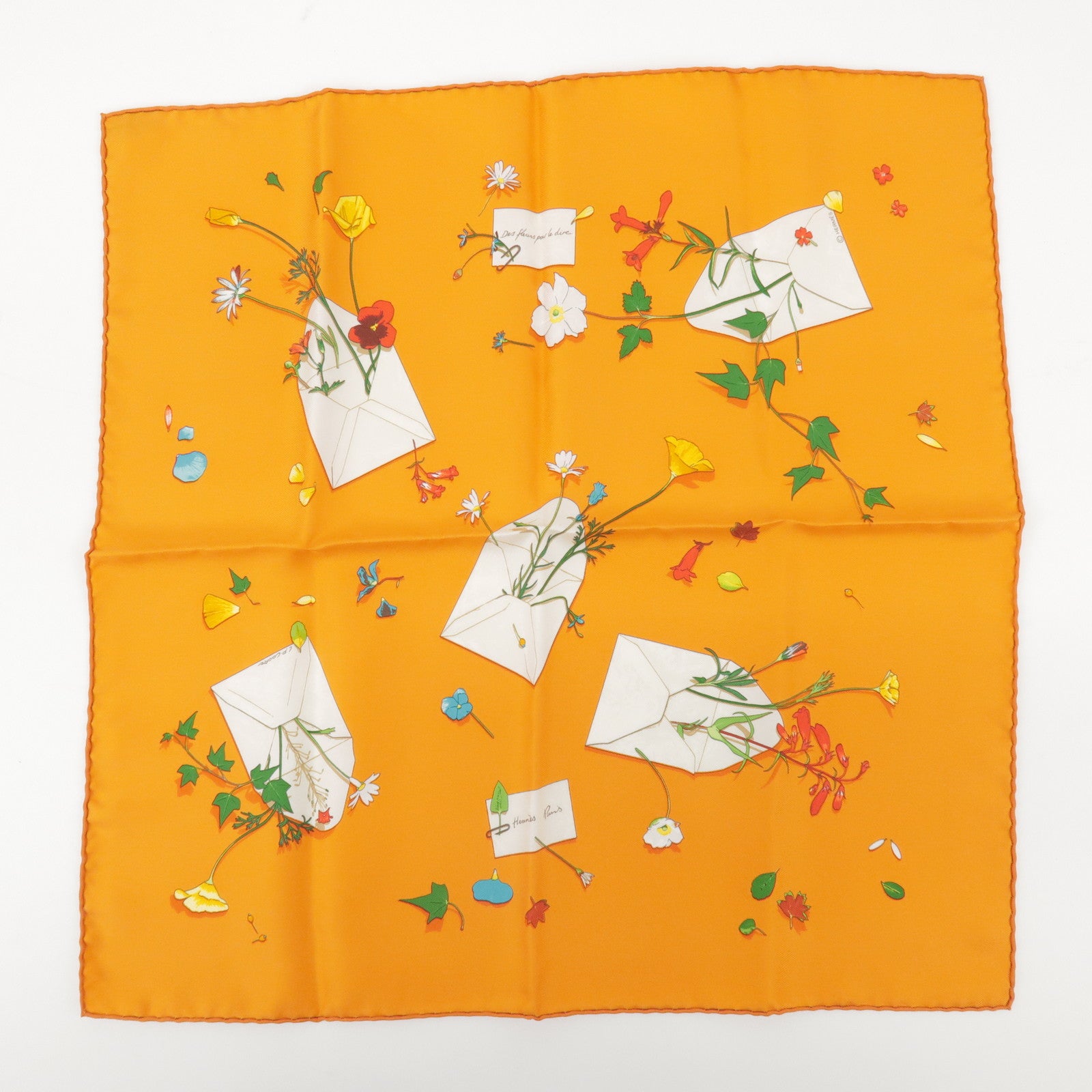 HERMES Carre 45 Set of 2 Silk 100% Scarf Light Pink Orange