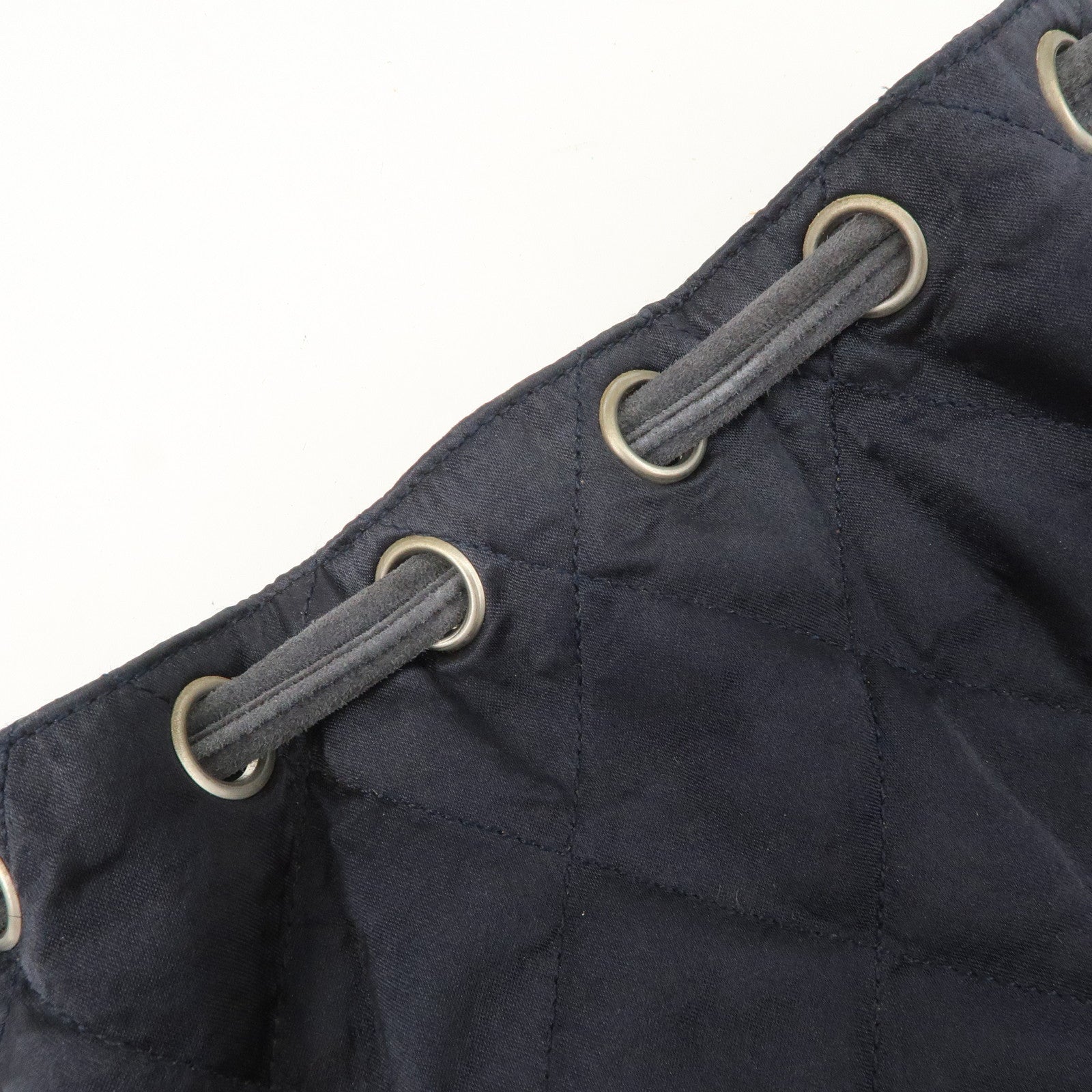 CHANEL Matelasse Satin Suede Drawstring Back Pack Black Used