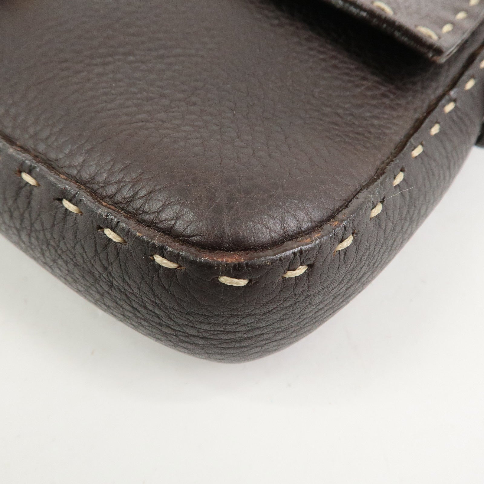 FENDI Mamma Baguette Selleria Logo Leather Shoulder Bag 8BR000