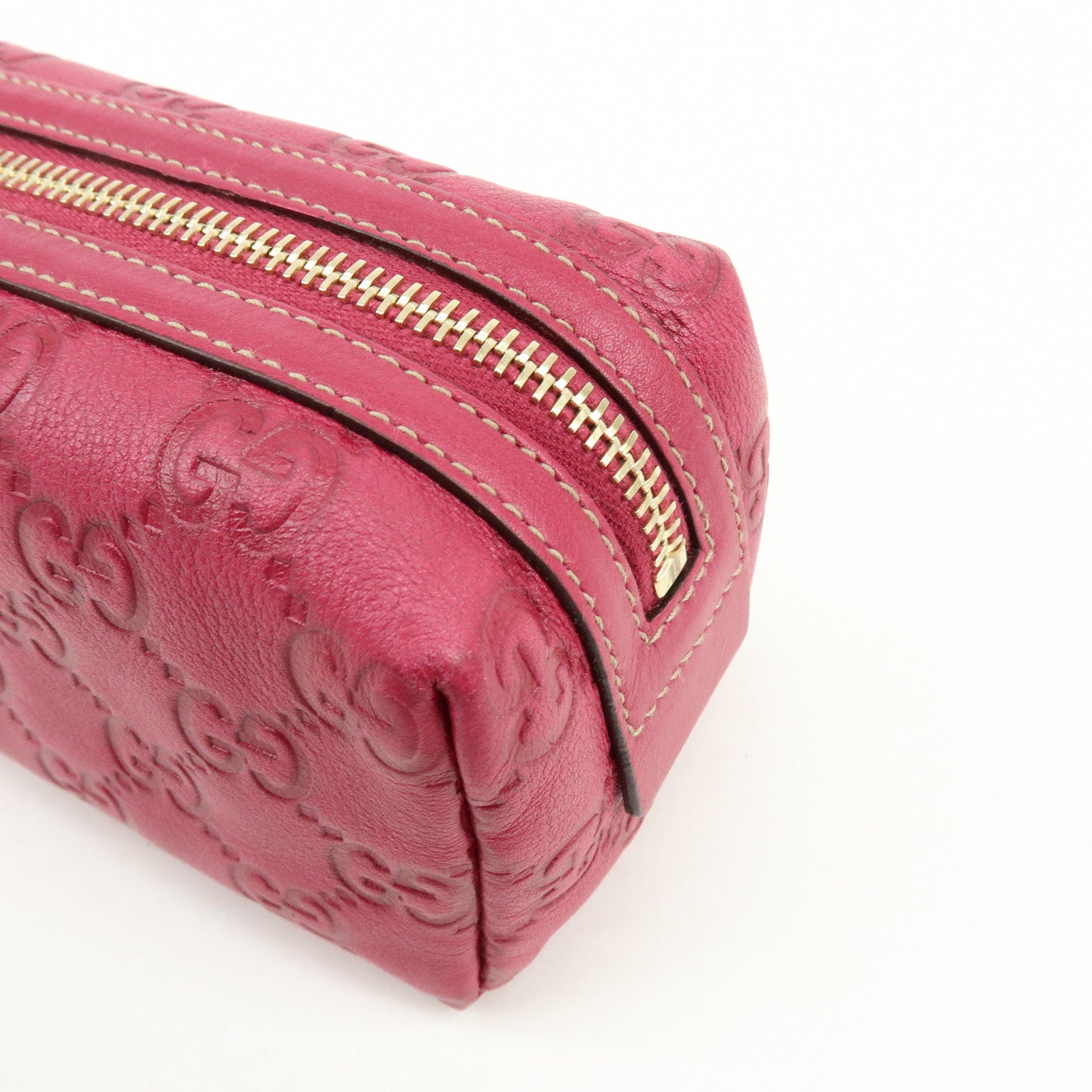 GUCCI Guccissima Leather Pouch Cosmetic Pouch Purse Pink 153228