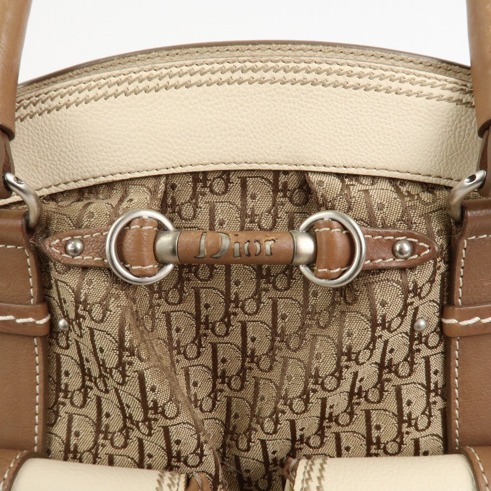 Christian Dior Trotter Canvas Leather Hand Bag Shoulder Bag Brown