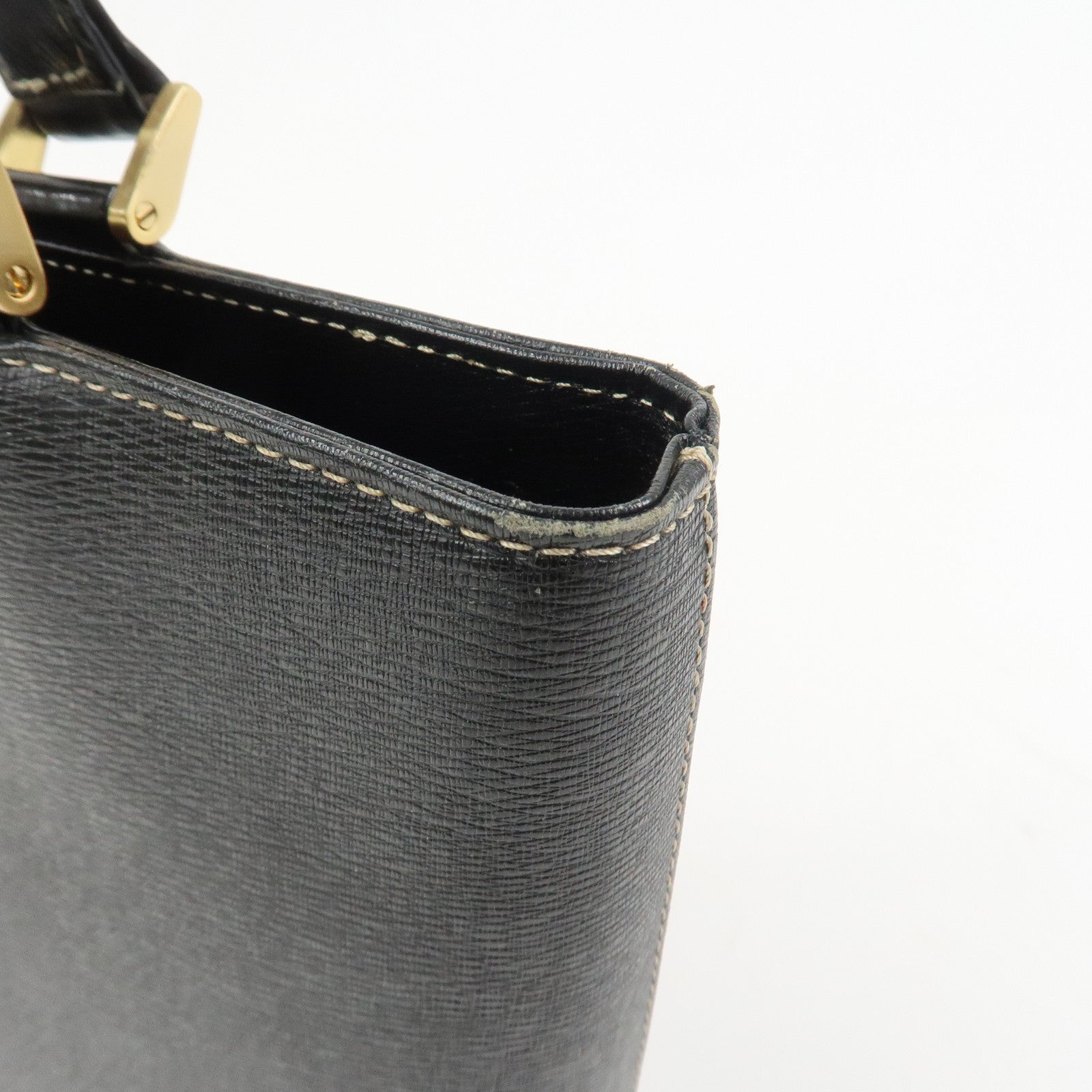 BURBERRY Logo Leather Tote Bag Shoulder Bag Hand Bag Black